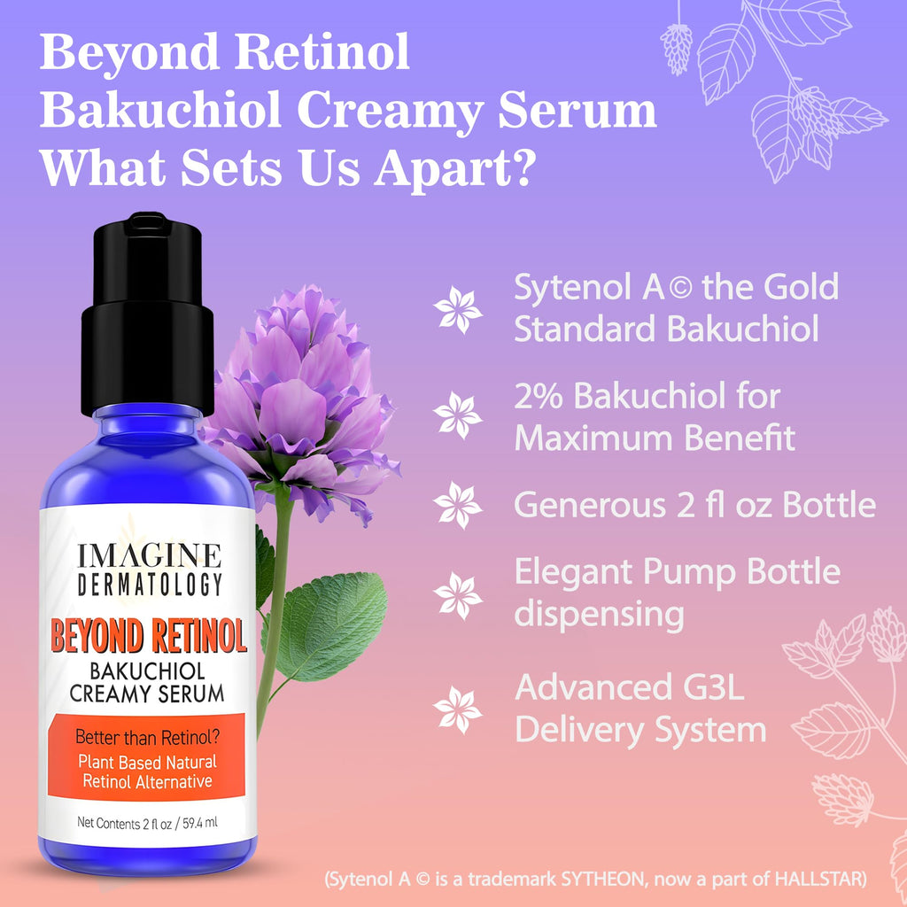 2% Bakuchiol 2 floz Creamy Serum - Beyond Retinol Generous Size - G3L Delivery System for Anti-Aging & Anti Wrinkle Moisturizer Bio-Retinol - Bakuchiol Oil, 59.4 ml