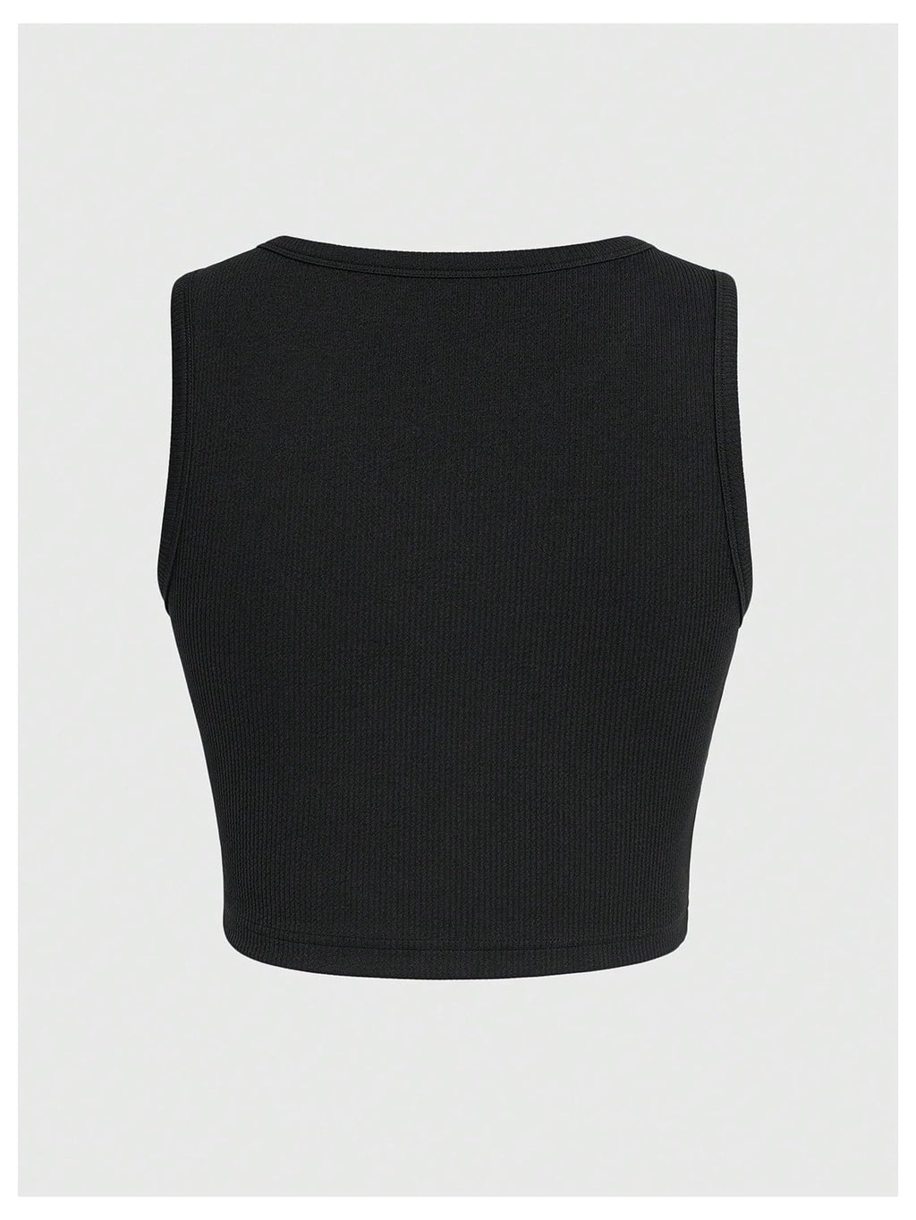 WDIRARA Women's Letter Print Graphic Round Neck Sleeveless Rib Knit Crop Tank Top Black Large