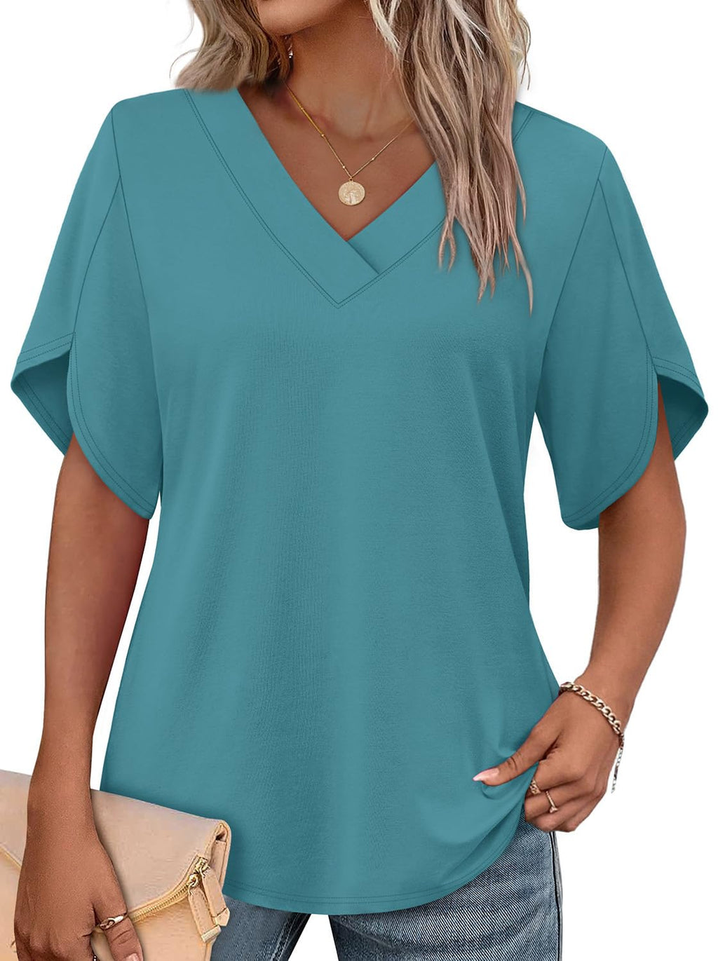 WIHOLL Womens Summer Tops Plus Size 2026 Short Sleeve Shirts Date Outfits Loose Fit Blouses for Women Dressy Casual Fashion Clothes Beach Vacation Traval Outfits Blue 3XL