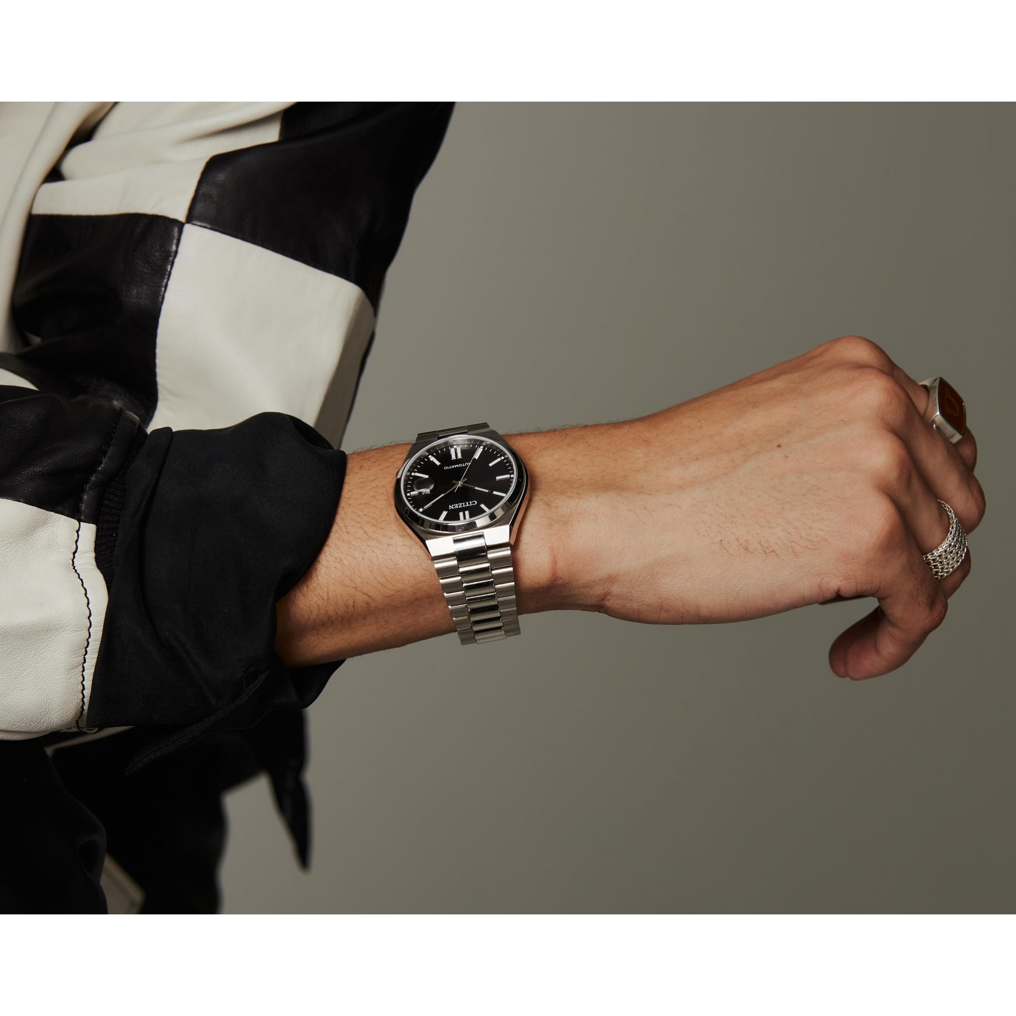 Citizen Men's Automatic Tsuyosa Sport Luxury Watch, Silver-Tone Stainless Steel, Black Dial, 3 Hand with Date, 42 Hour Power Reserve (Model:NJ0150-56E)