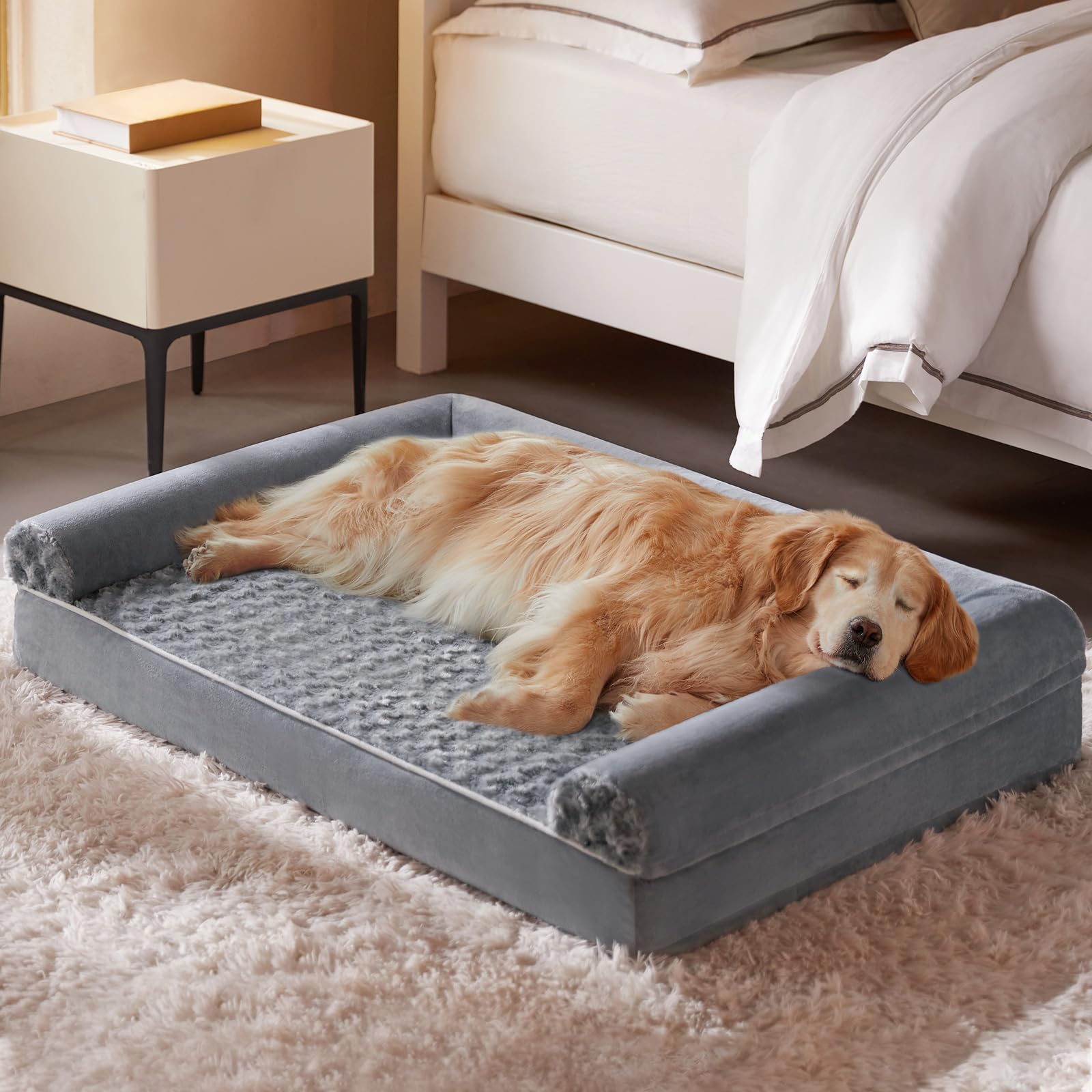 BFPETHOME Dog Beds for Large Dogs, Orthopedic Dog Bed for Medium Large Dogs,Big Waterproof Couch Pet Bed with Removable Washable Cover