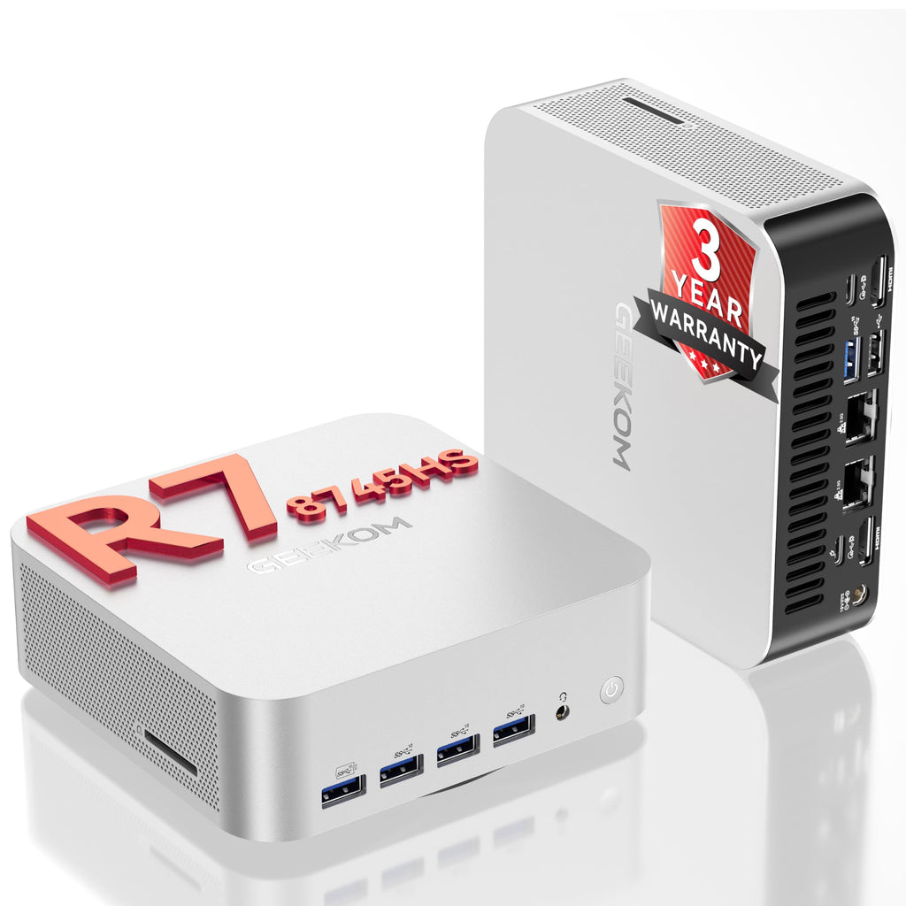 GEEKOM Mini PC[Ultimate Performance Edition] A8 Max with AMD Ryzen 7 8745HS(Beats 7735hs) 16GB DDR5|1TB SSD(Expandable,Not LPDDR) Dual LAN Mini Computer,Radeon 780M Mini PC Windows 11 Pro/USB4/8K