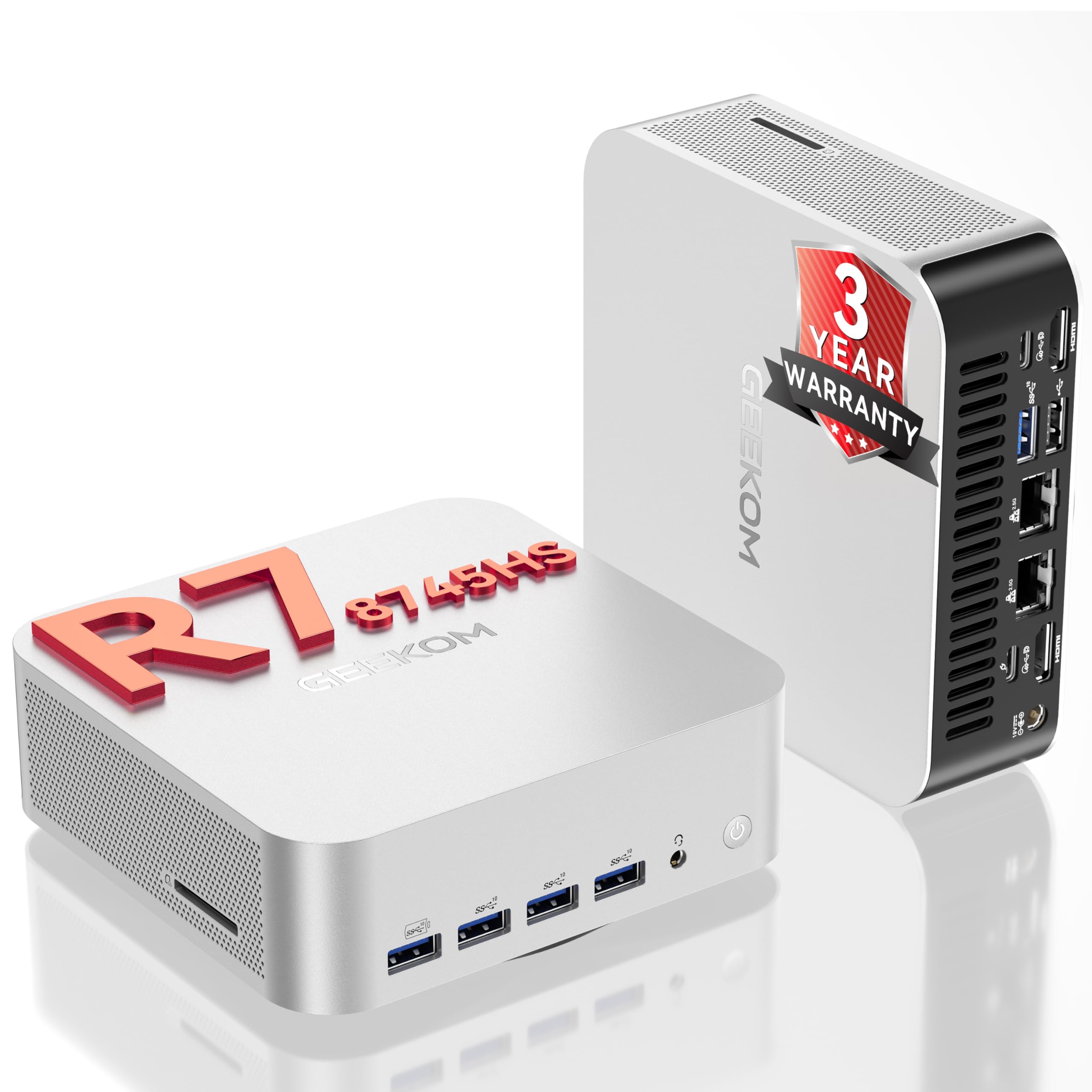 GEEKOM Mini PC[Ultimate Performance Edition] A8 Max with AMD Ryzen 7 8745HS(Beats 7735hs) 16GB DDR5|1TB SSD(Expandable,Not LPDDR) Dual LAN Mini Computer,Radeon 780M Mini PC Windows 11 Pro/USB4/8K