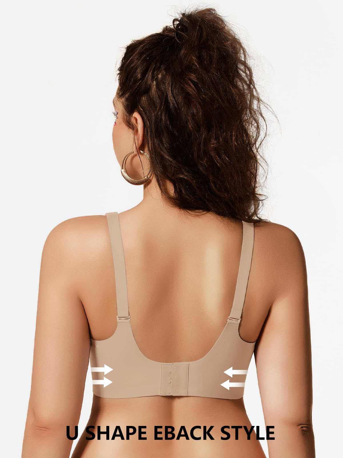 COCOMARTS Jelly Bras for Women No Underwire Scalloped Push Up Wireless Bralettes Seamless Soft Comfort Everyday Tshirt Bra Nude X-Large