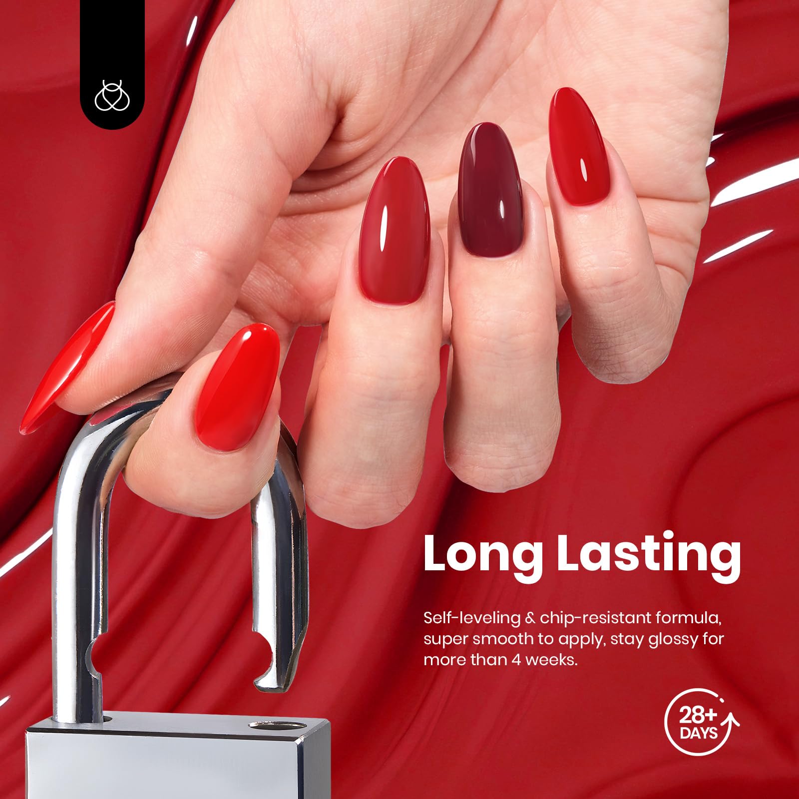 Beetles Red Gel Nail Polish Set-15ML 6 Colors Shimmer Bloody Red Burgundy Gel Polish Kit Soak Off UV Full Size Winter Nail Art Salon Design DIY Chirstmas Gift for Women Colorful Bottle