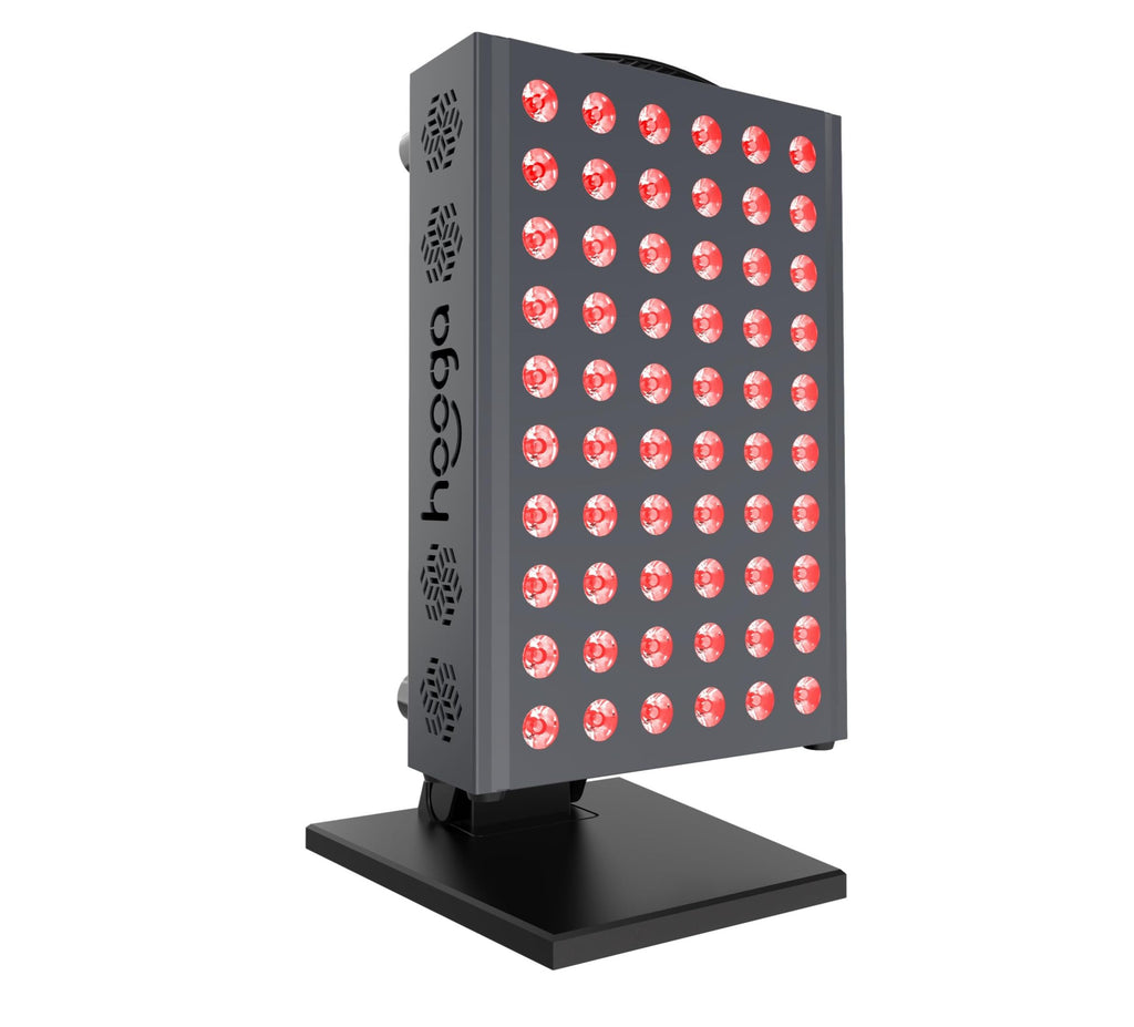 Hooga Red Light Therapy Panel for Face and Body, Red & Near Infrared LED Light with Timer and Stand, 60 High-Efficiency Low-Level LEDs (<5 mW), Flicker-Free Wellness and Recovery Device – PRO300