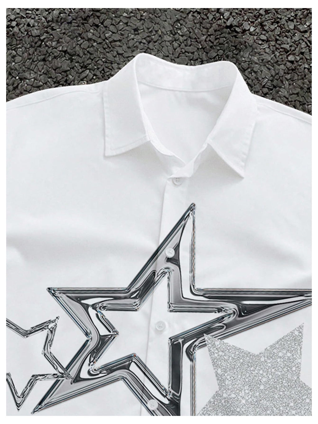 GORGLITTER Men's Lips Graphic Button Down Cropped Shirt Y2k Short Sleeve Collar Boxy Going Out Tops Streetwear Graphic White Large