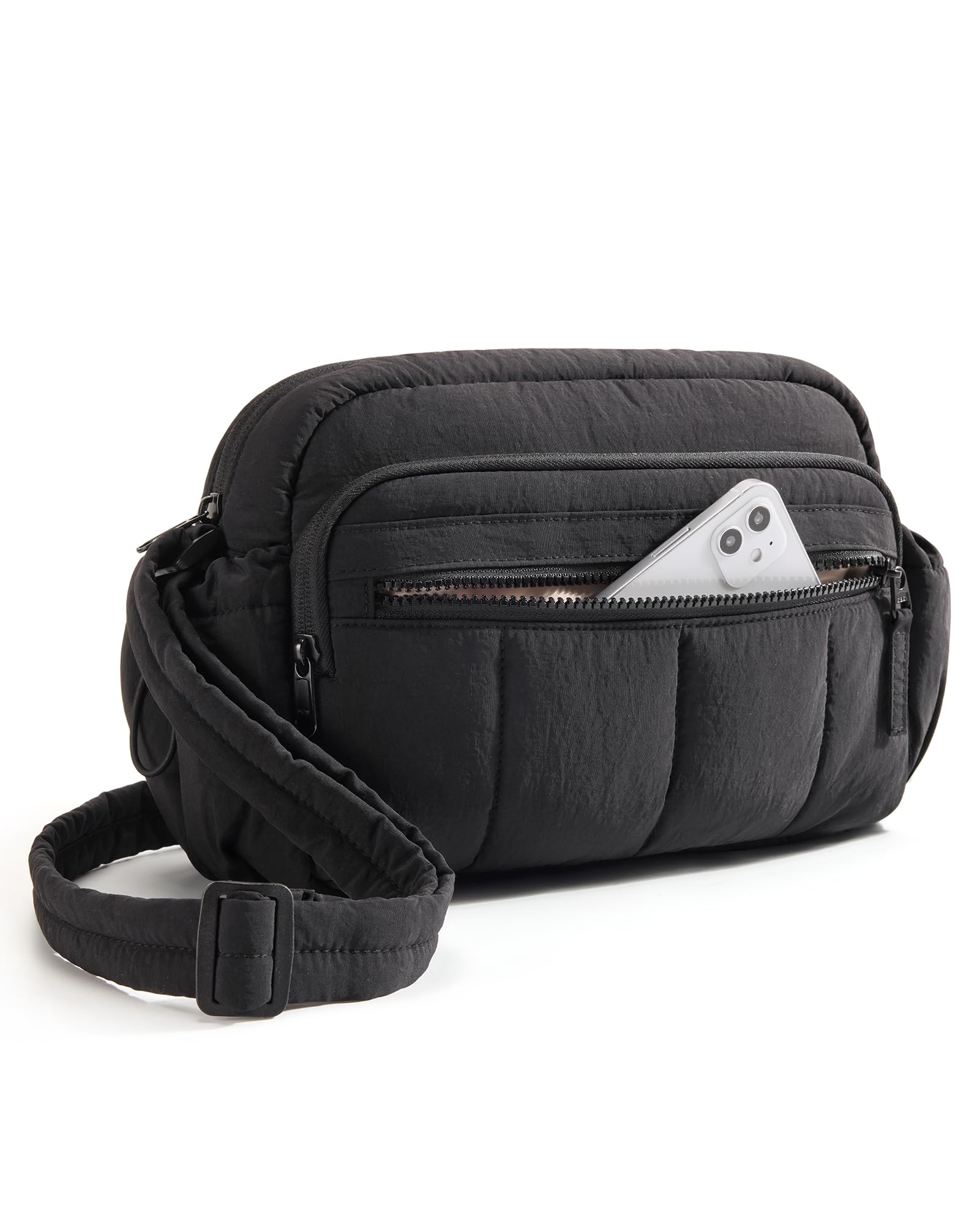BAGSMART Anti Theft Crossbody Bags for Women Travel Purse, Medium Quilted Puffy cross body bag, Handbags Shoulder Purses, Black-medium