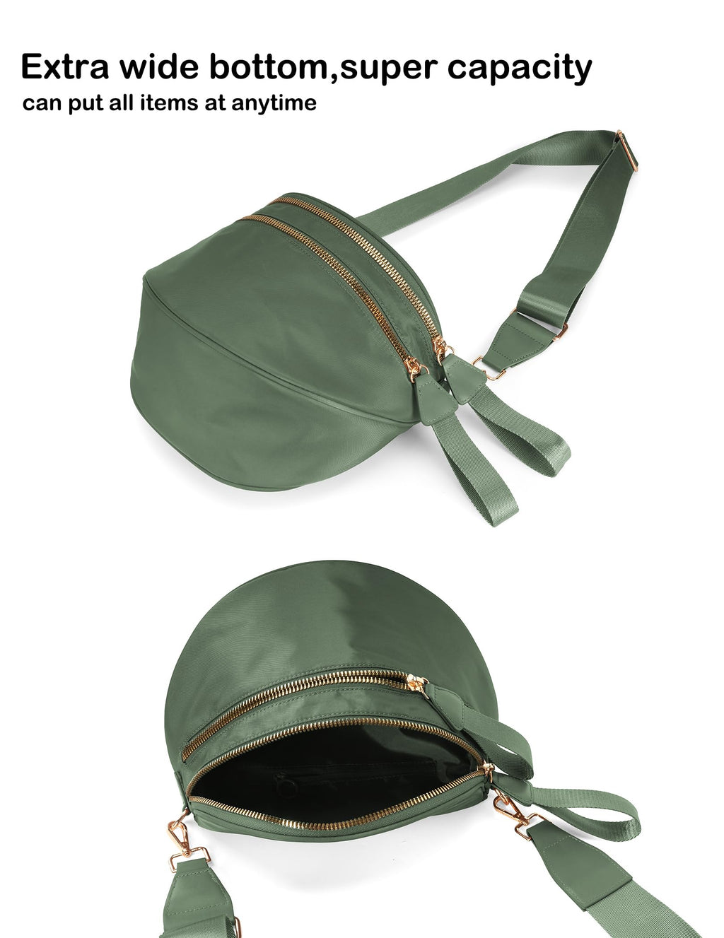 Spacious Nylon Crossbody Bag Bum Bag Handbags Wallets Purses Trendy Shoulder Bag for Women (green)