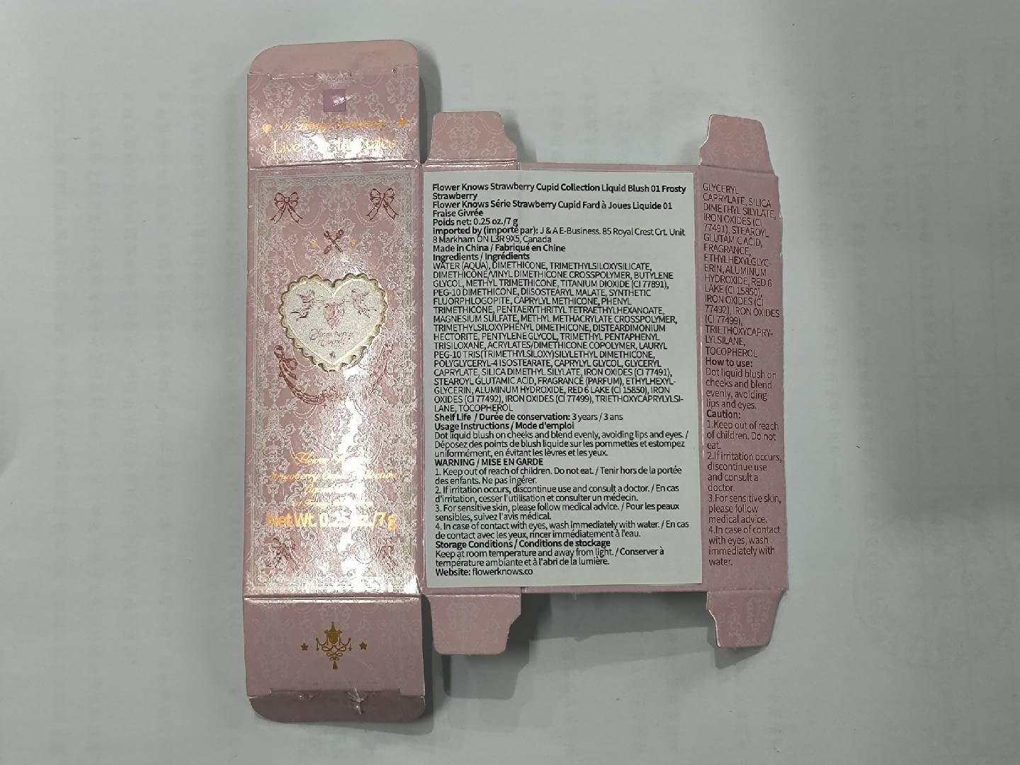 Flower Knows Strawberry Cupid All Day Glow Liquid Blush,Sweat & Water-Resistant Dewy Blush for Cheeks,Blendableand Hydrating Baby Pink Face Makeup for Women & Girls,0.25 Fl Oz(01 Frosty Strawberry)
