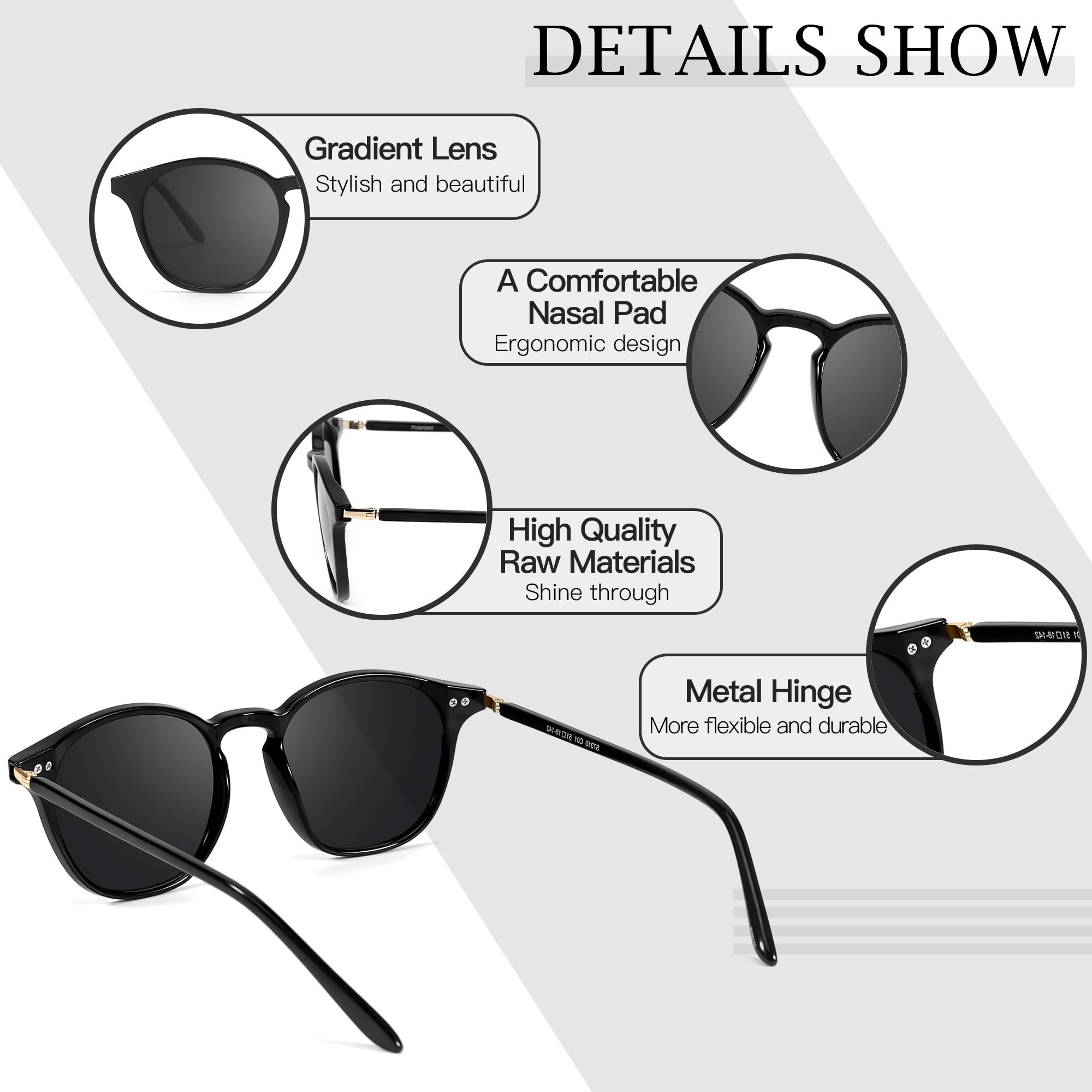 SIPHEW Classic Small Round Sunglasses for Men, Retro Sunglasses Polarized UV Protection Lens for Outdoor/Driving