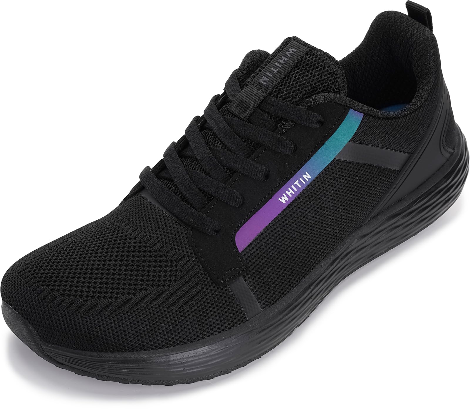WHITIN Men's Wide Width Shoes Zero Drop Size 10 10.5 Athletics Running Walking Tennis Sports Breathable Sneakers Lightweight Rubber Black 44