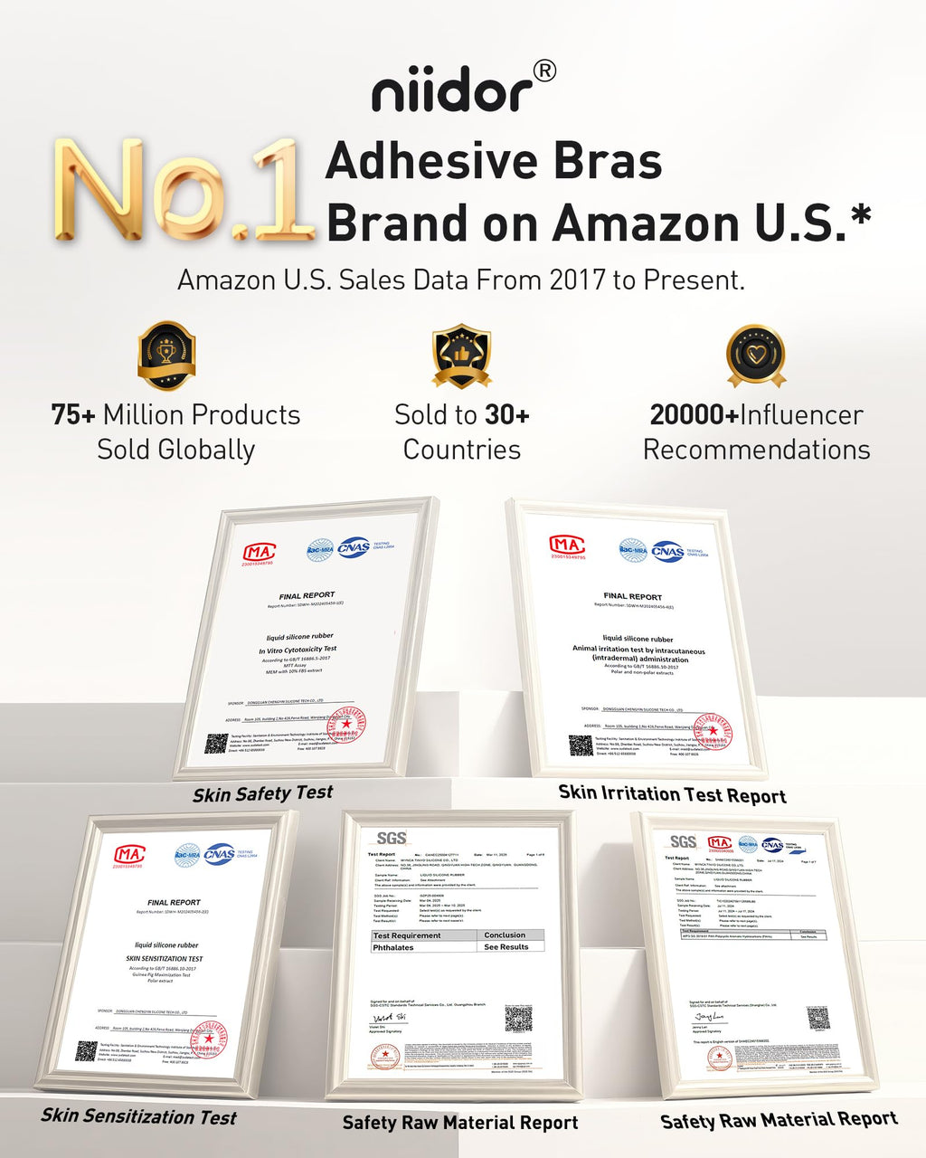 Niidor Women's Silicone Adhesive Bra, Invisible Sticky Bra, Strapless Backless Reusable Bra for Wedding Dress Off-White
