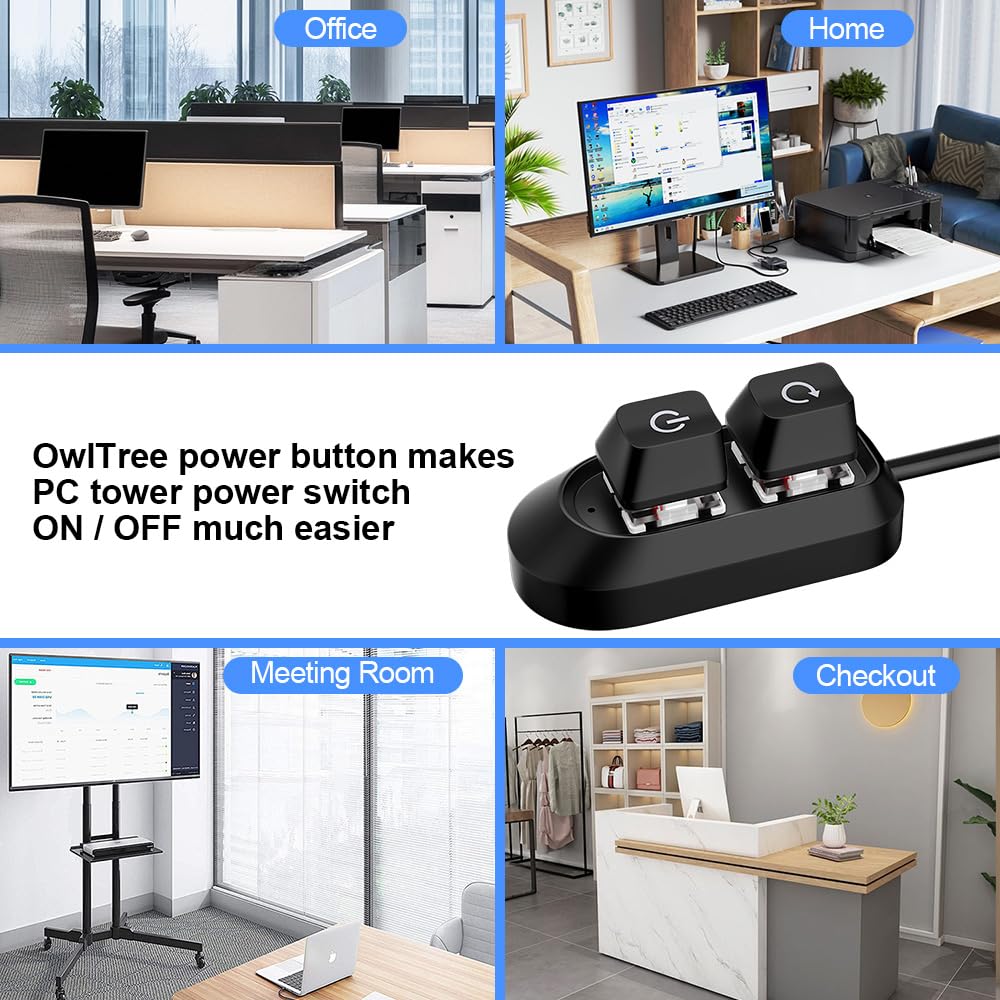 PC Power Button, Desktop Switch Splitter ON Off Reset SW HDD LED PC External Power Supply Button for Computer Motherboard