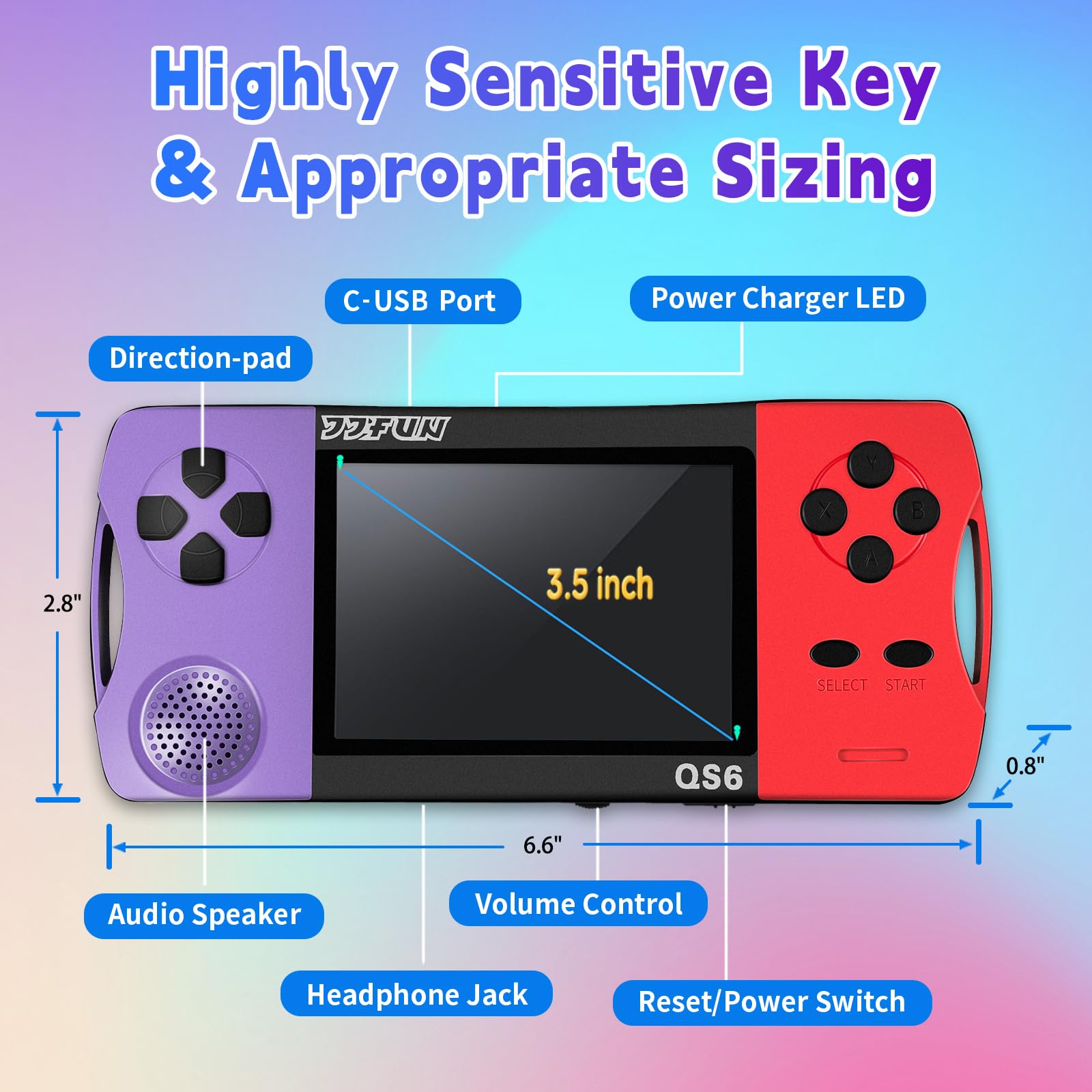 Retro Handheld Games for Kids, Built-in 216 Video Games, Rechargeable, 3.2 Inch Screen Portable Handheld Game Console, Travel-Friendly Arcade Toy Gift, Birthday & Holiday Present for Kids 4-8