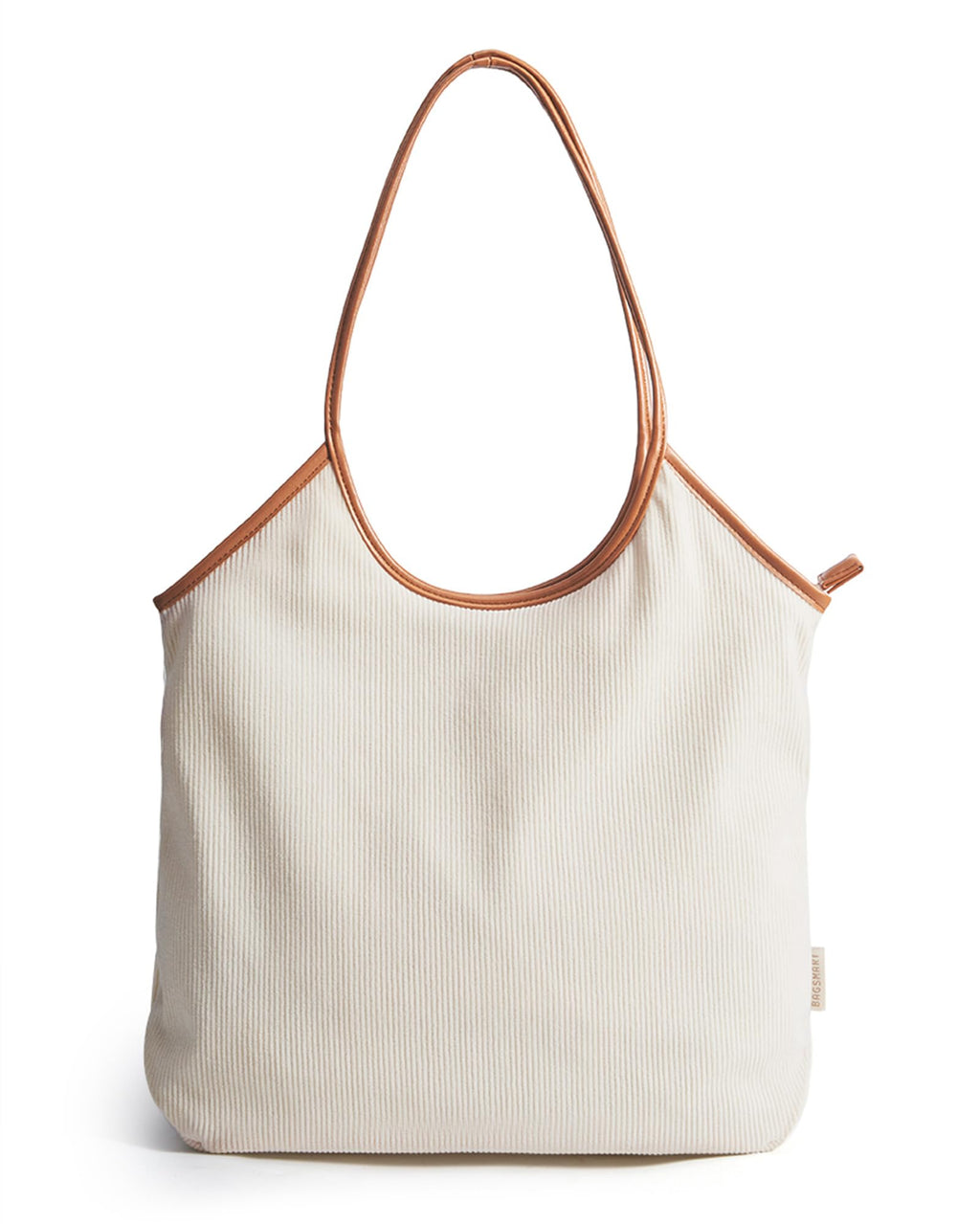 BAGSMRT Corduroy Tote Bag for Women Beach Bag with Zipper Casual Shoulder Bag Lightweight Travel Tote Hobo Handbag Light Beige