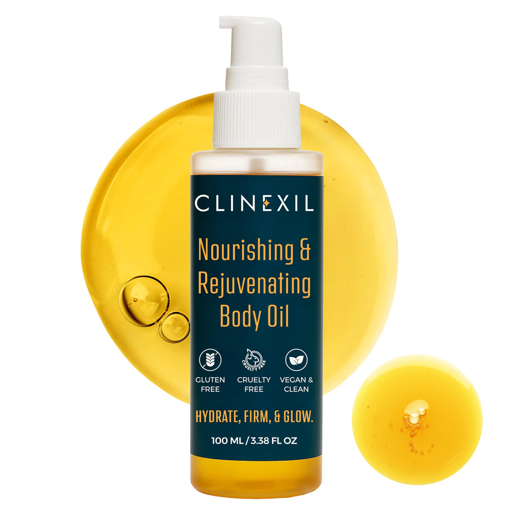 Clinexil After Shower Body Oil for Women- Hydrating & Firming Natural Moisturizer for Dry Skin-Cold Pressed Jojoba, Baobab, Sea Buckthorn & Vitamin E – Non-Greasy, fast absorbing Skin Oil – 3.38 oz