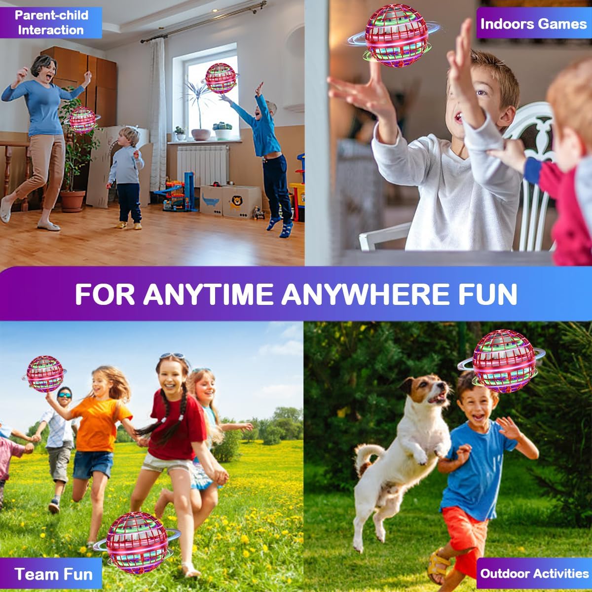 SUMMERLANGUAGE Flying Orb Ball Toy - 2025 Upgraded Magic Flying Orb Toy with LED Light 360°Rotating, Boomerang Flying Toys Indoor Outdoor Fun Games, for 6 7 8 9 10 12+ Year Old Kids Boys Girls Adults