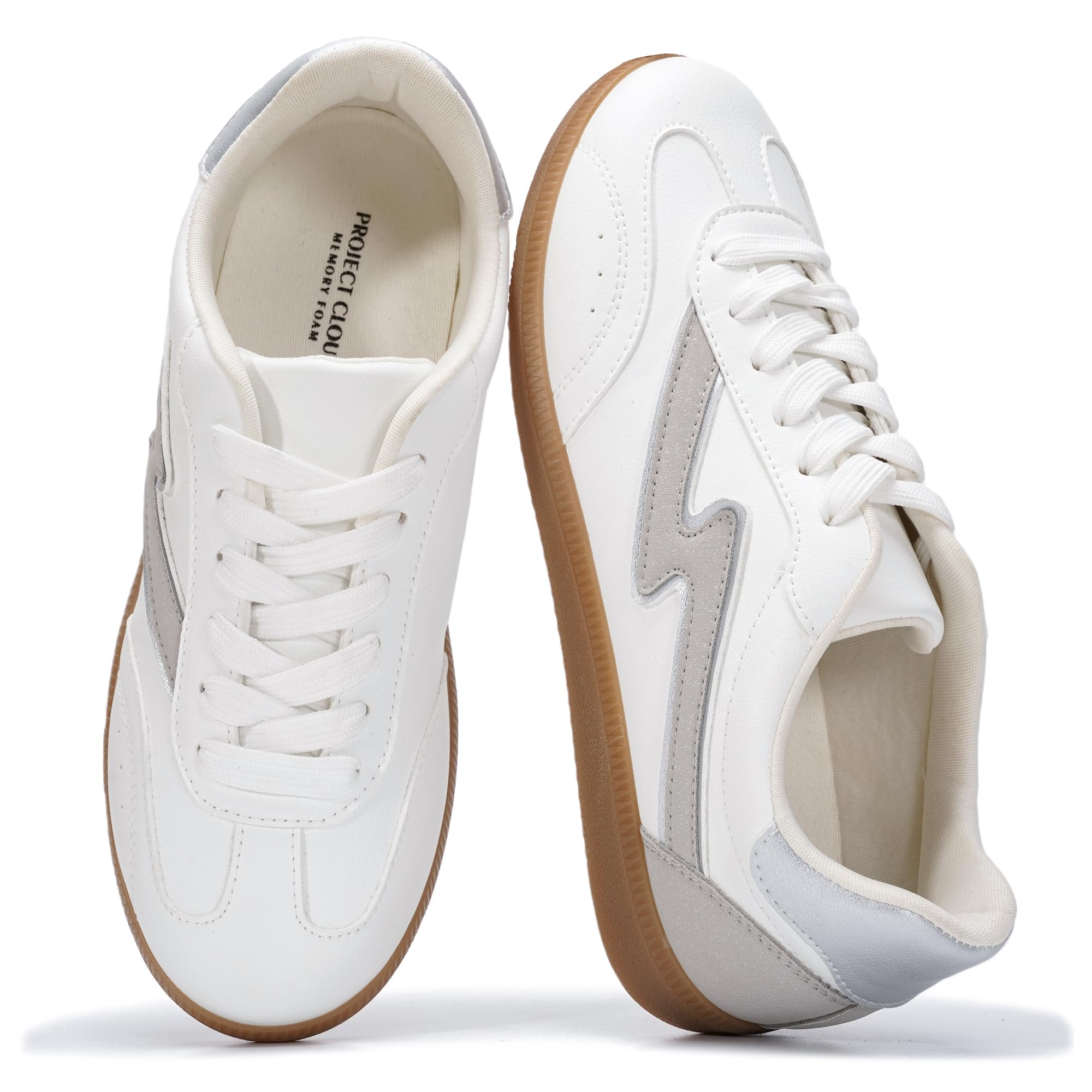 Project Cloud Fashion Sneakers for Women 2026 - Lace-Up Shoes Trendy Women Sneakers with Memory Foam Insole Women's Fashion Sneakers Non-Slip Womens Shoes (Irita, White, 8)
