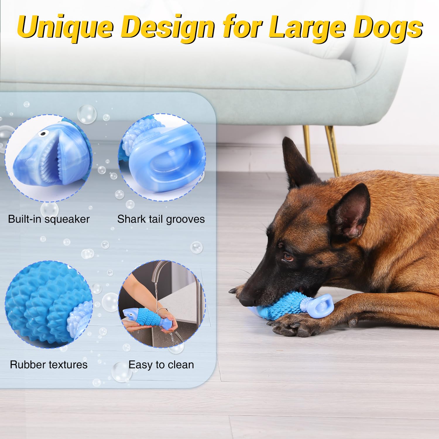 WinTour Tough Dog Toys for Aggressive Chewers, Indestructible Dog Chewers for Medium & Large Breeds, Squeaky Durable Chew Toys to Keep Them Busy, Reduce Boredom, Teeth Cleaning, Bacon Flavor