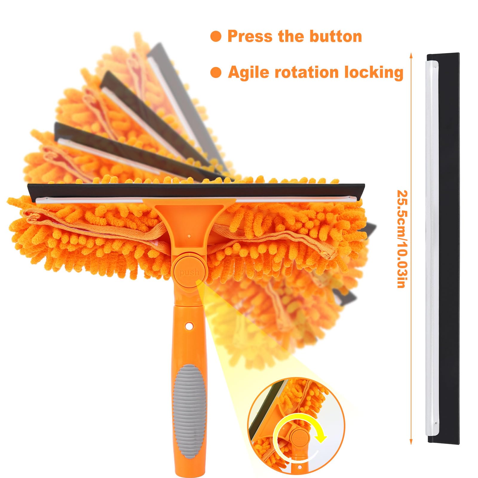 Lemosyu 3-in-1 Window Cleaner Tool with Rotating Head,67" Window Squeegee with Extension Pole, Window Cleaning Squeegee Kit for Indoor & Outdoor High Windows and Car Glass