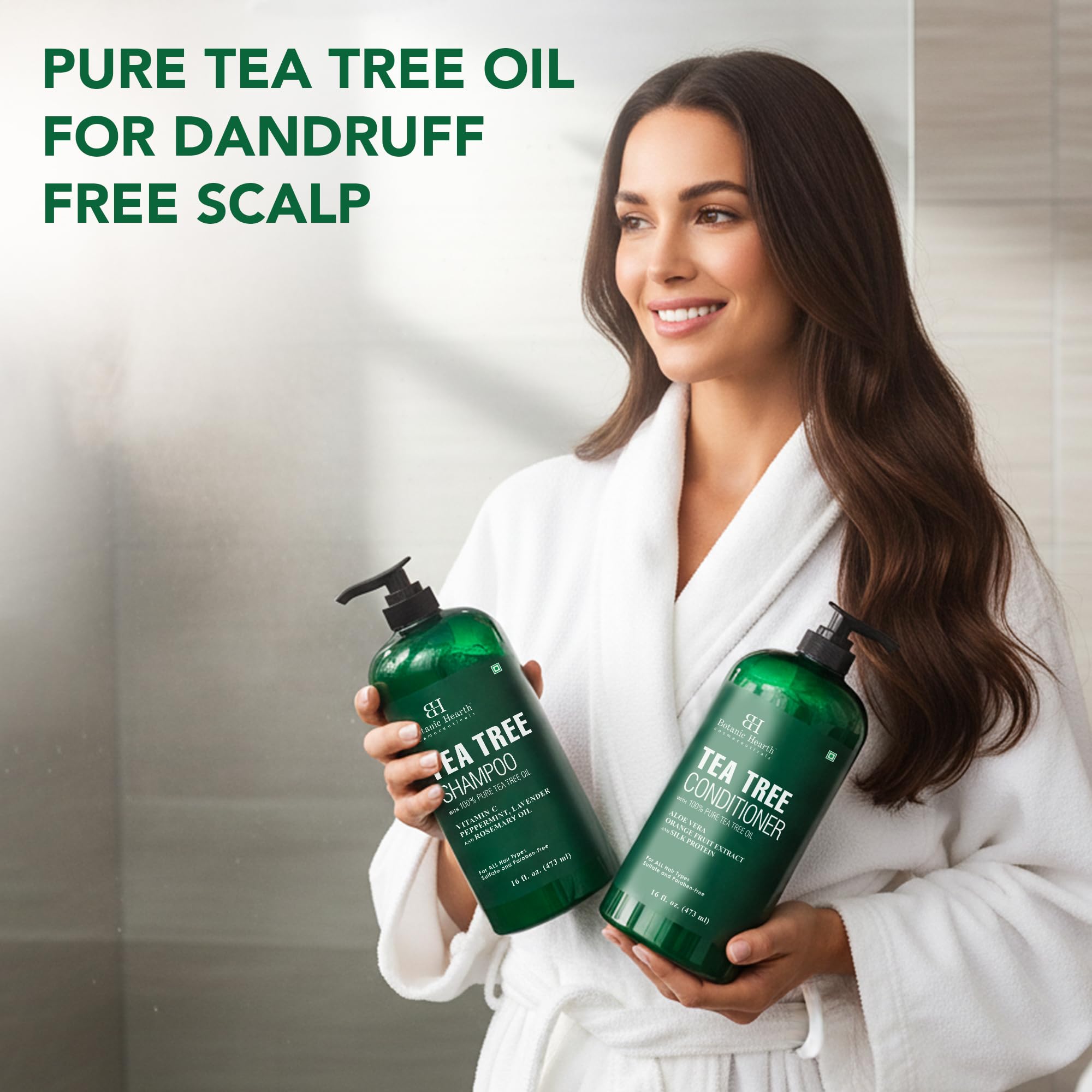 Botanic Hearth Tea Tree Shampoo And Conditioner Set | With 100% Pure Tea Tree Oil, For Itchy And Dry Scalp, Sulfate/Paraben Free | For Men And Women | 16 Fl Oz Each