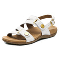 Littleplum Orthopedic Sandals for Women Arch Support Comfortable Flat Adjuatable Sandals for Walking Summer Beach, White Size 8