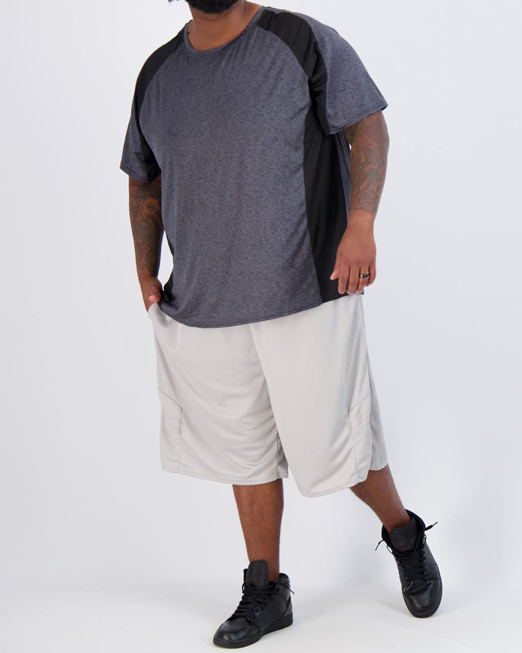 Real Essentials 3 Pack: Men’s Big & Tall Short Sleeve Dry Fit Crew Neck T-Shirt - Gym Workout Athletic Running Tee, Set 6, 4X, Pack of 3