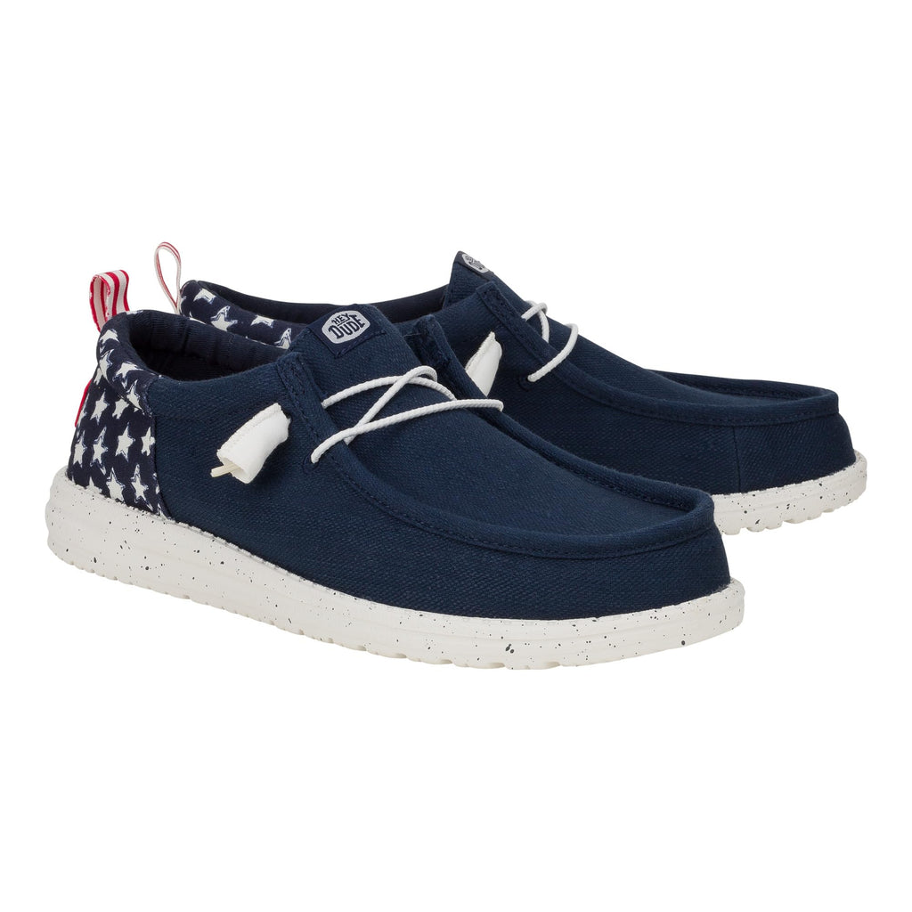HEYDUDE Wally Funk Americana Stars Navy Blazer Size 11, Men’s Shoes, Men's Slip-on Loafers, Comfortable & Light-Weight