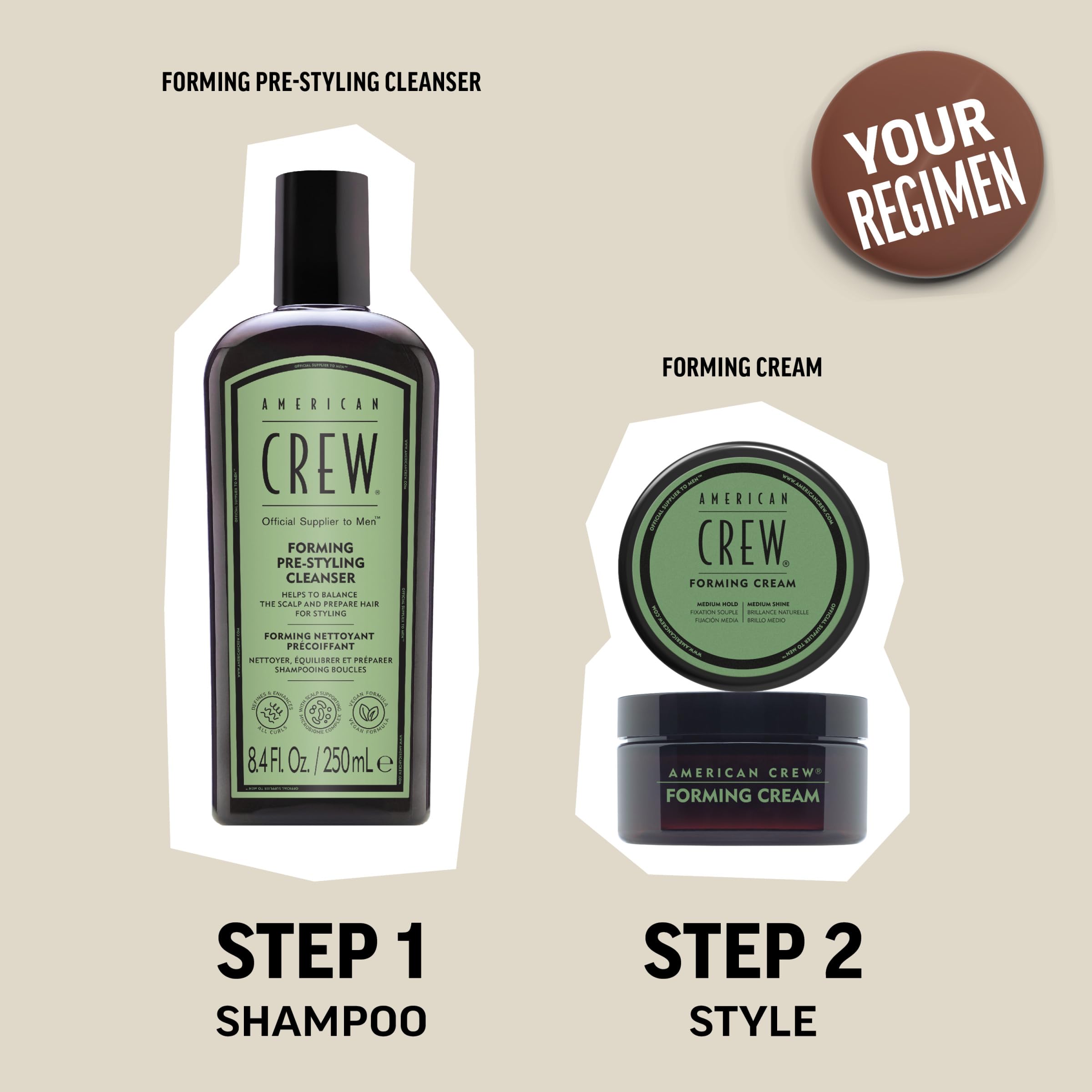 American Crew Men's Hair Forming Cream, Like Hair Gel with Medium Hold & Medium Shine, 3 oz