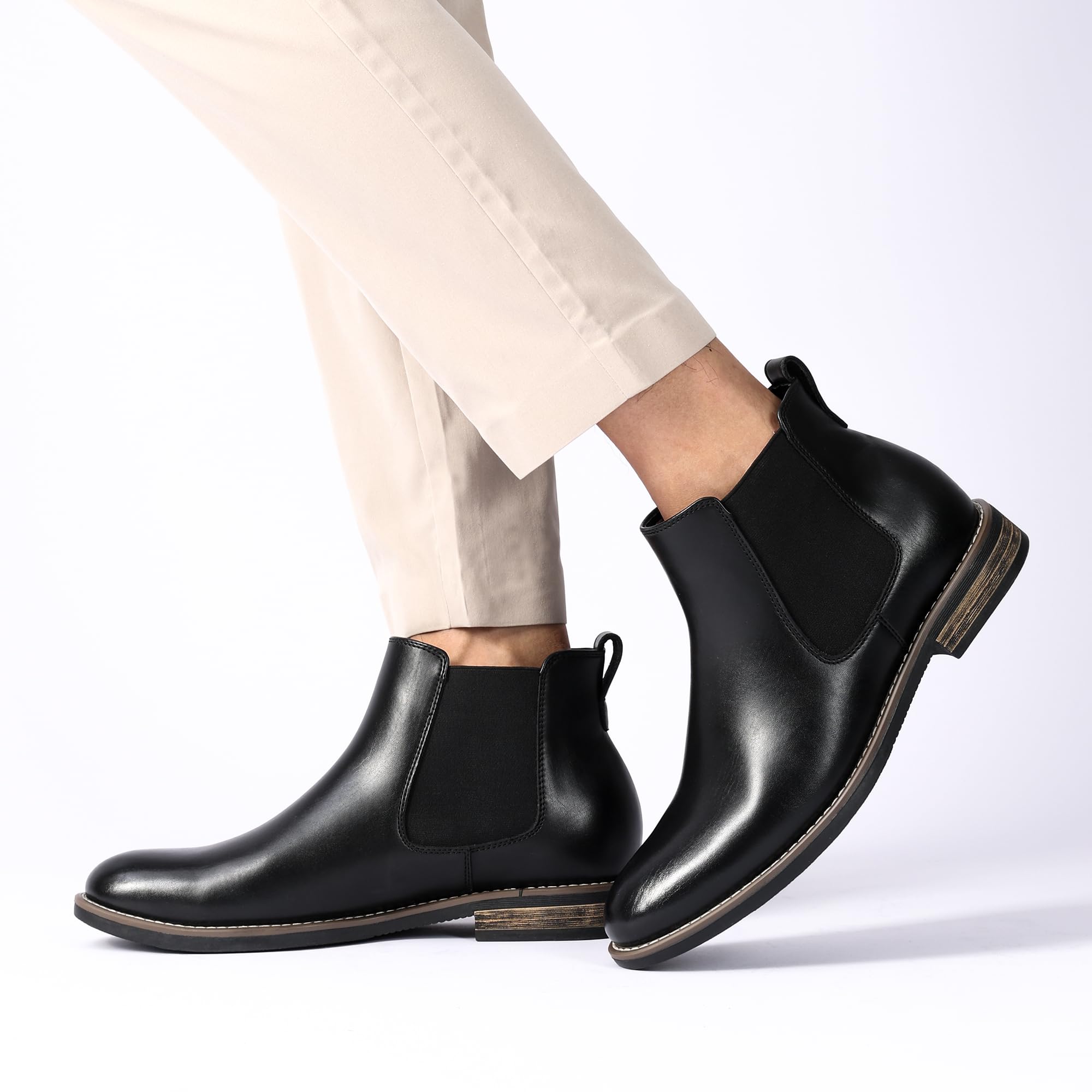 Bruno Marc Men's Suede Leather Chelsea Ankle Boots,Size 12,1-Black,URBAN-06-1