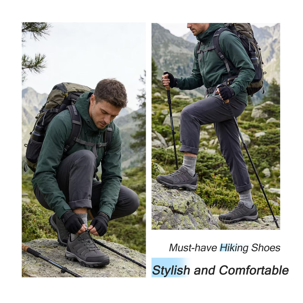 TRAILBLITZ Men's Hiking Shoes Fashion Walking Sneakers Outdoor Workout Footwear Non Slip Comfortable Lightweight Breathable Trekking Backpacking Trail Running(8.5 Men，BlackGray)