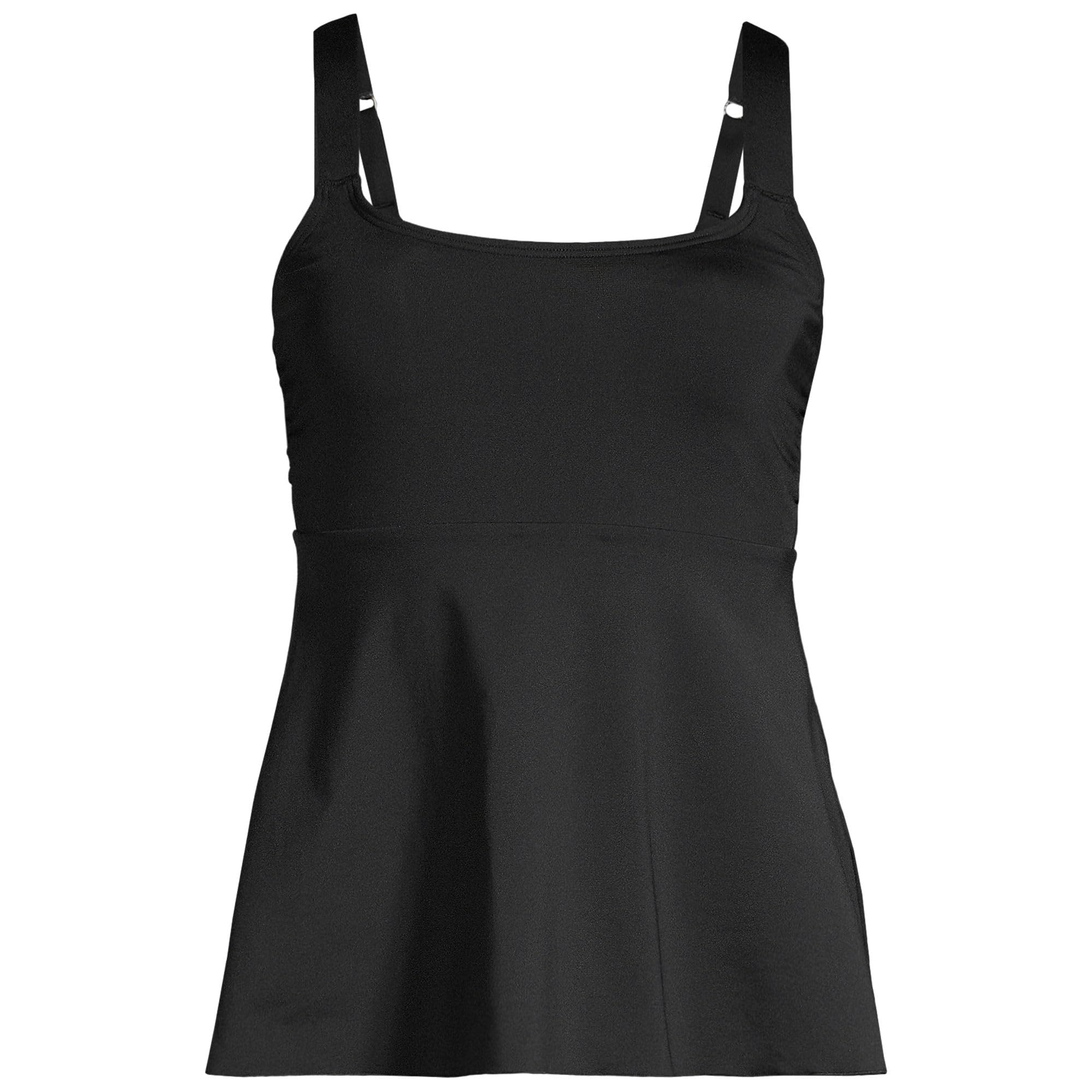 Lands' End Womens Chlorine Resistant Flutter Scoopneck Tankini Top Black DDD-Cup X-Small