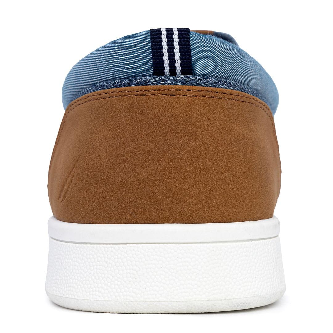 Nautica Men's Slip-On Loafers Casual Moc Toe Sneakers Boat Shoes Slipper for Men – Lightweight, Comfortable & Breathable-Patro-Blue Denim-Size 9.5