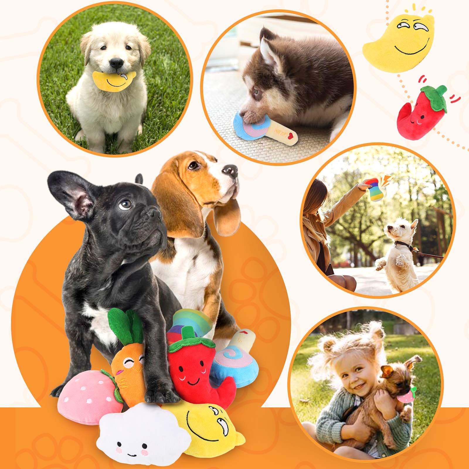 LOYEE Dog Squeaky Toys 8 Pack, Puppy Plush Squeaky Toys for Medium Small Dogs, Cute Pet Toys Stuffed Puppy Chew Toys for Teething, Interactive Toys Set for Puppy Supplies