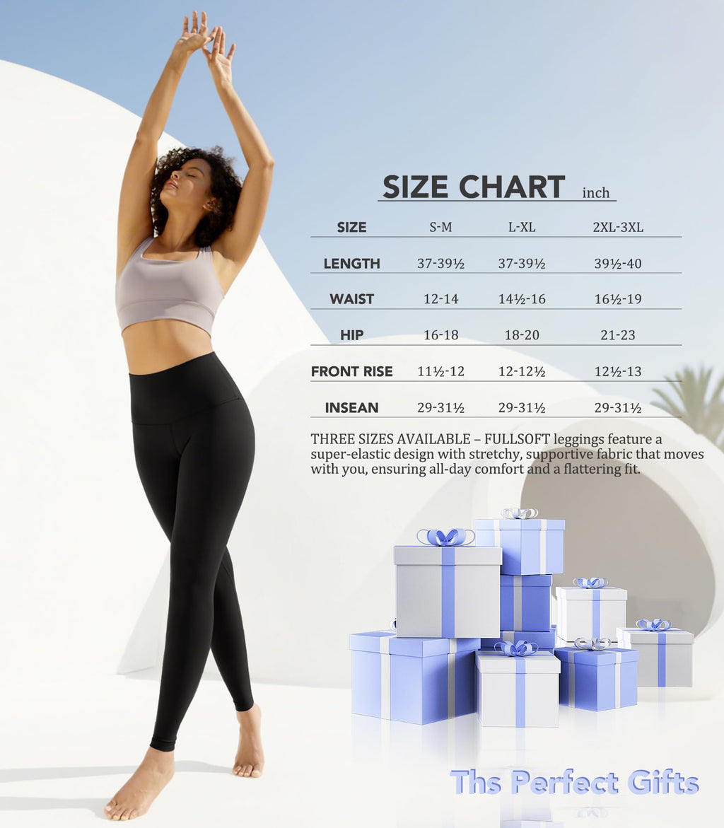 FULLSOFT Buttery Soft Black Leggings for Women - High Waisted Tummy Control No See Through Workout Clothes for Women Yoga Cycling Spandex Tights Butt Lifting Pants Fitness Clothing(Black,S-M)