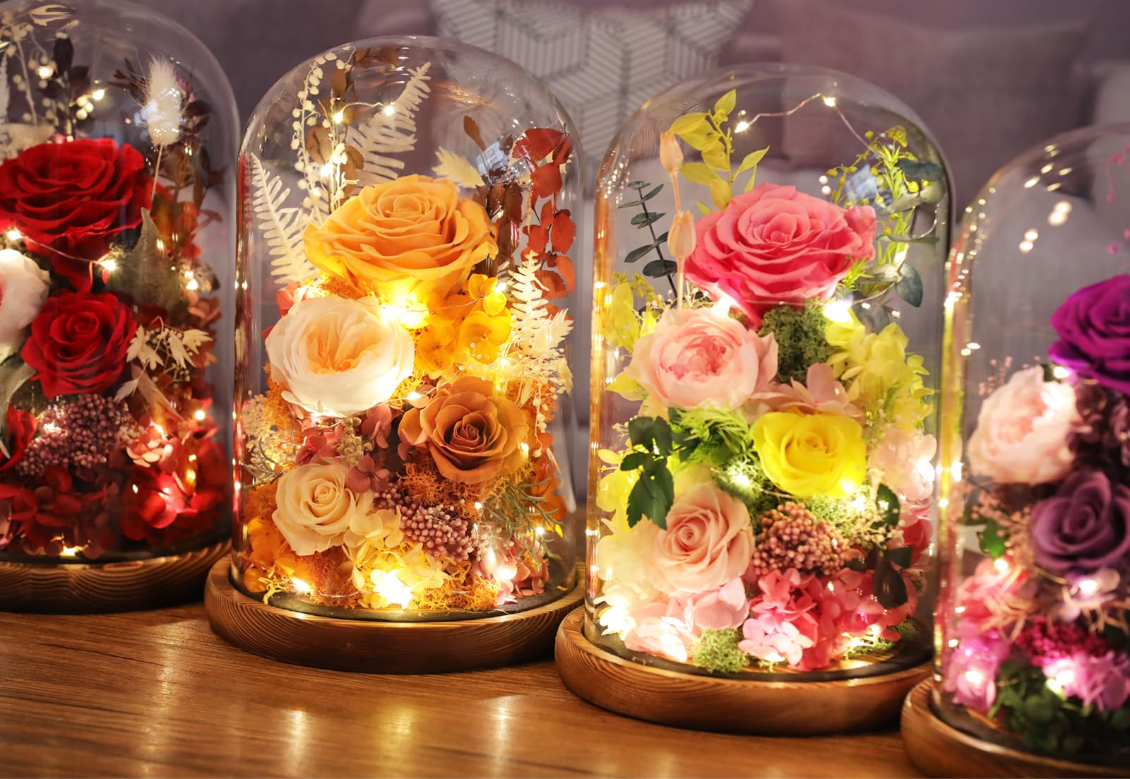 lovenfold Flowers for Delivery Prime Preserved Flowers Rose in Glass Dome,Orange Rose Forever Flowers Birthday Gifts for Women Mom Grandma Friend Thanksgiving Gifts for Her,Home Decor