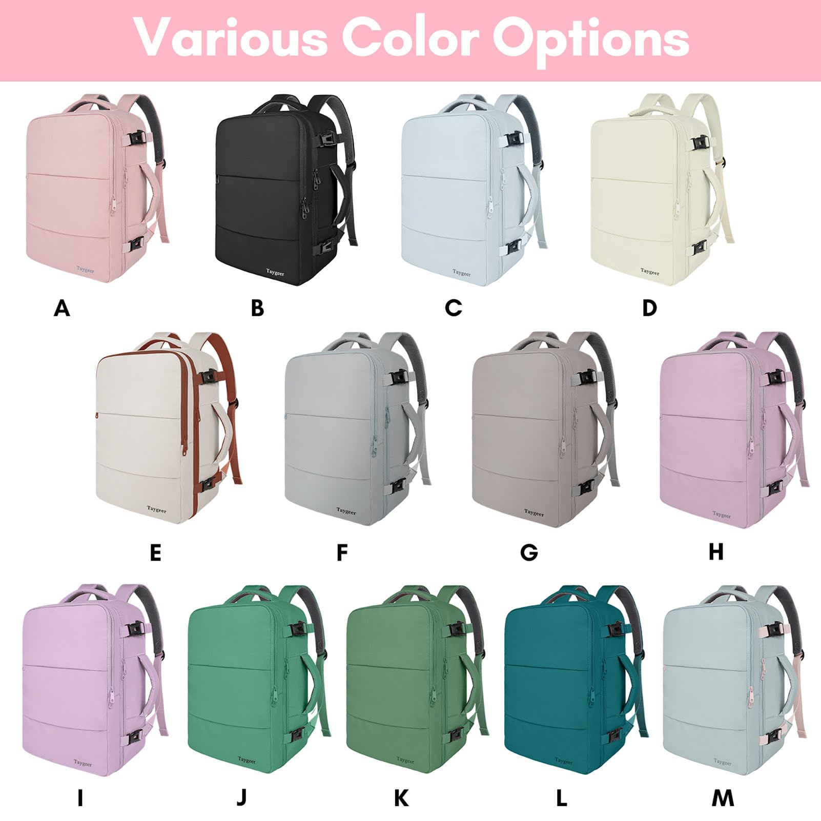 Taygeer Travel Backpack for Women, Carry On Backpack with Water Bottle Pocket & Shoe Pouch, TSA 15.6inch Laptop Mochila Flight Approved, Nurse Bag Casual Daypack for Weekender Business Hiking, Pink