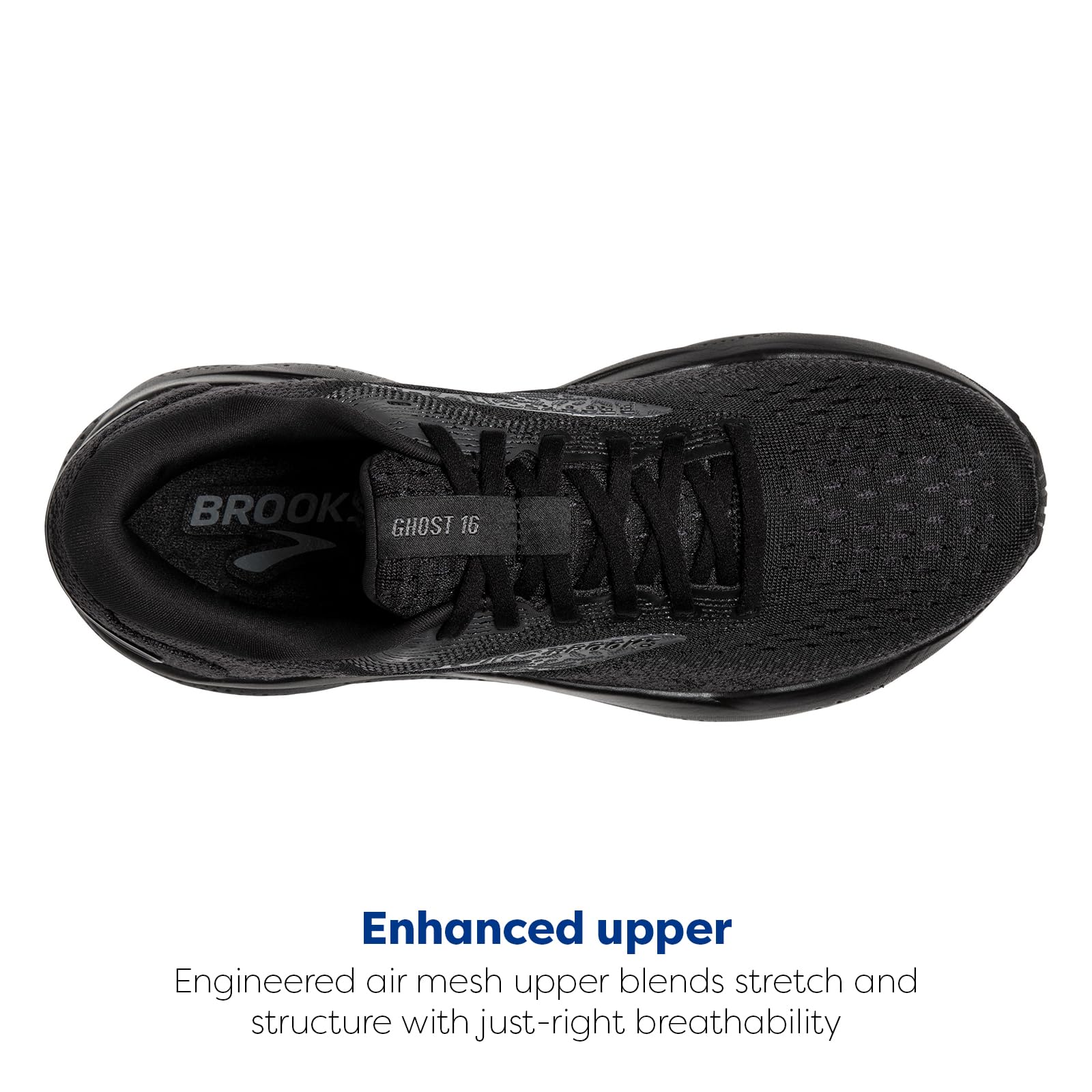 Brooks Women’s Ghost 16 Neutral Running Shoe - Black/Black/Ebony - 8.5 Medium