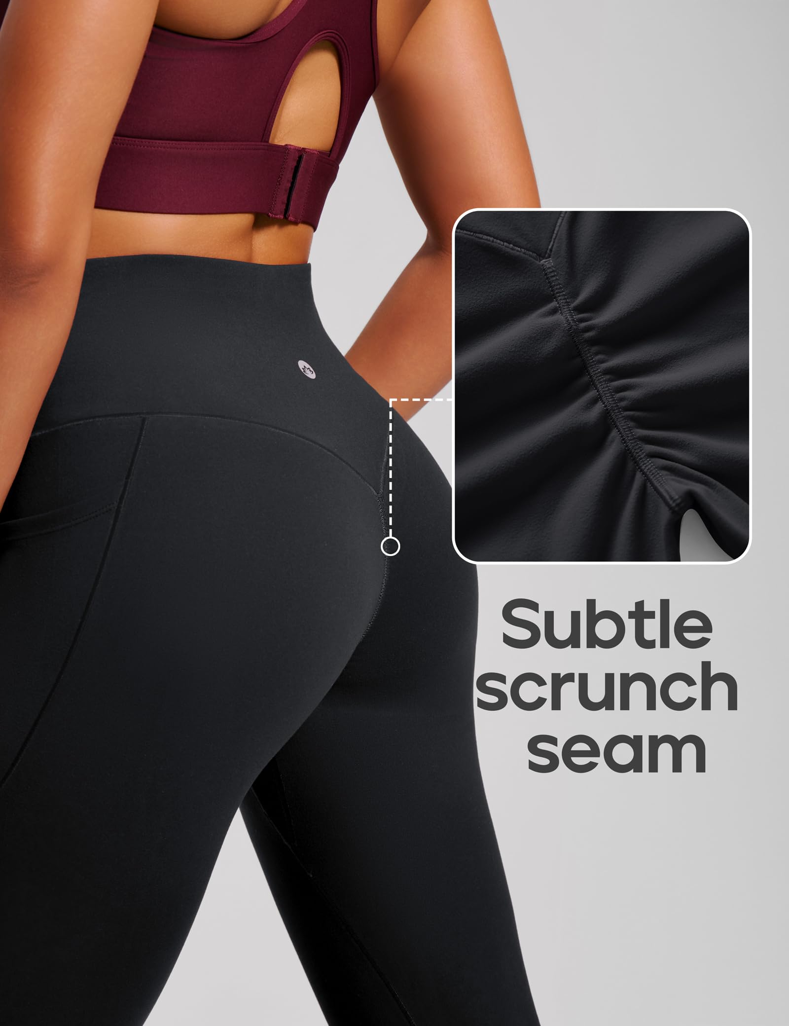 Heathyoga Scrunch Butt Lifting Leggings with Pockets for Women Tummy Control Compression Leggings No Front Seam Yoga Pants Black
