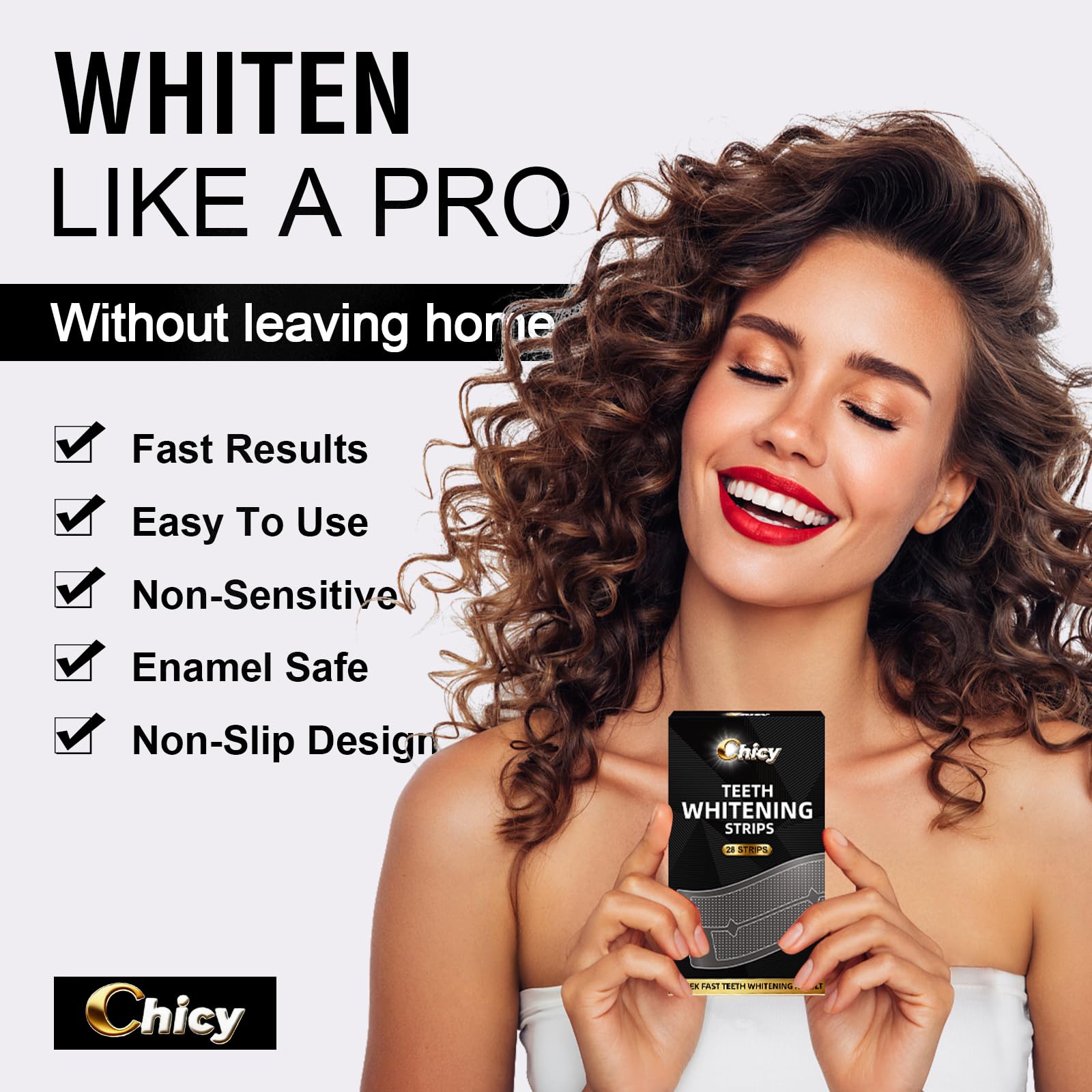 Teeth Whitening Strips 14 Treatments - Enamel-Safe & No-Sensitivity & No-Slip Whitening Strips - Fast Teeth Whitening Result in 7 Days - Whitening Kit for Coffee, Wine Stains Removal, Mint Flavor
