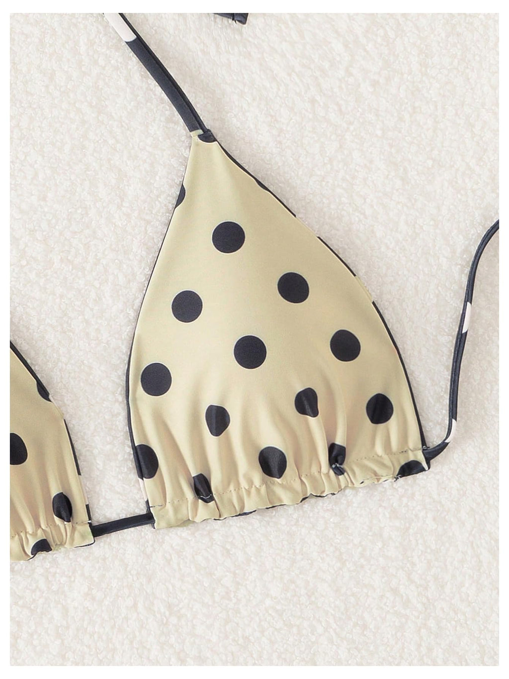 WDIRARA Women's Polka Dots Triangle Bikini Top Micro Halter Swimsuit Tops Black and White Medium