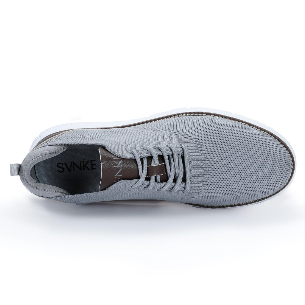 SVNKE Men's Mesh Dress Shoes Casual Business Lace Up Oxford Sneakers Lightweight Breathable Walking Shoes Comfortable Thick Sole Tennis Footwear Light Gray 10.5 Extra Wide