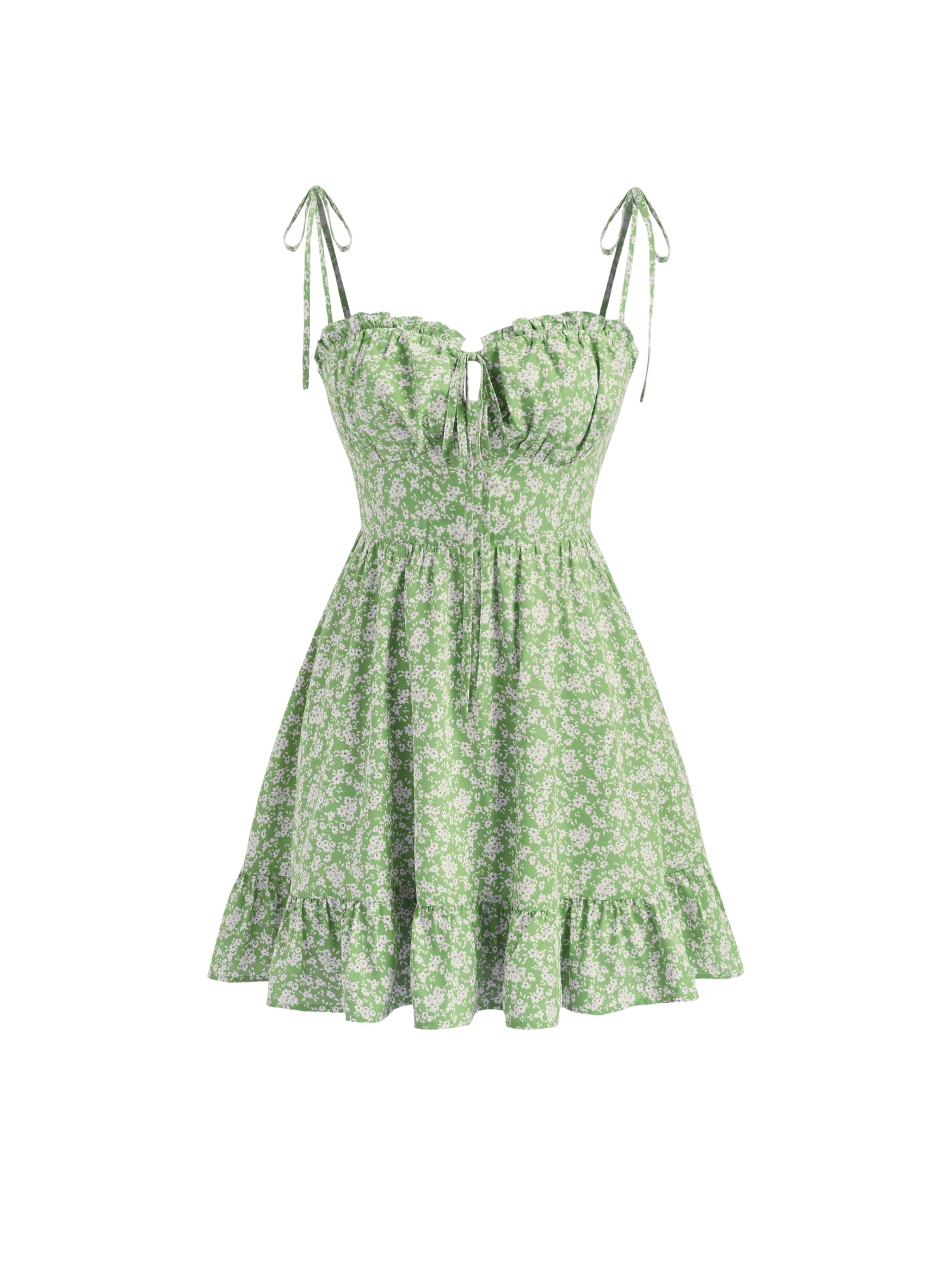CIDER Womens Summer Dresses Floral Spaghetti Strap Cute Vacation Sundress Dress Boho Casual Outfits Green