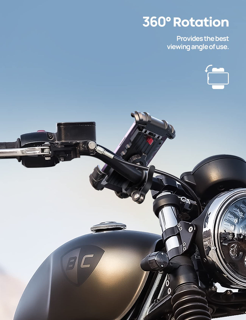 Lamicall Bike Phone Holder, Motorcycle Mount - Motorcycle Phone Holder, Handlebar Cell Phone Clamp, Scooter Phone Clip for iPhone Air 17 Pro Max, 16 15 Pro Max Plus, S20, More 4.7 to 6.8" Smartphones