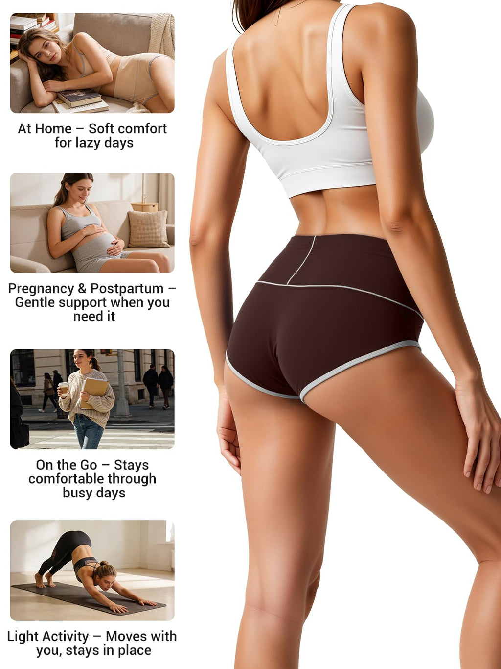 Eadflie Cotton Underwear for Women High Waisted Briefs Stretch Soft Ladies Panties Full Coverage Underpants 5 Pack - Black/Coffee Brown/Camel/Deep Apricot/Heather Gray/S