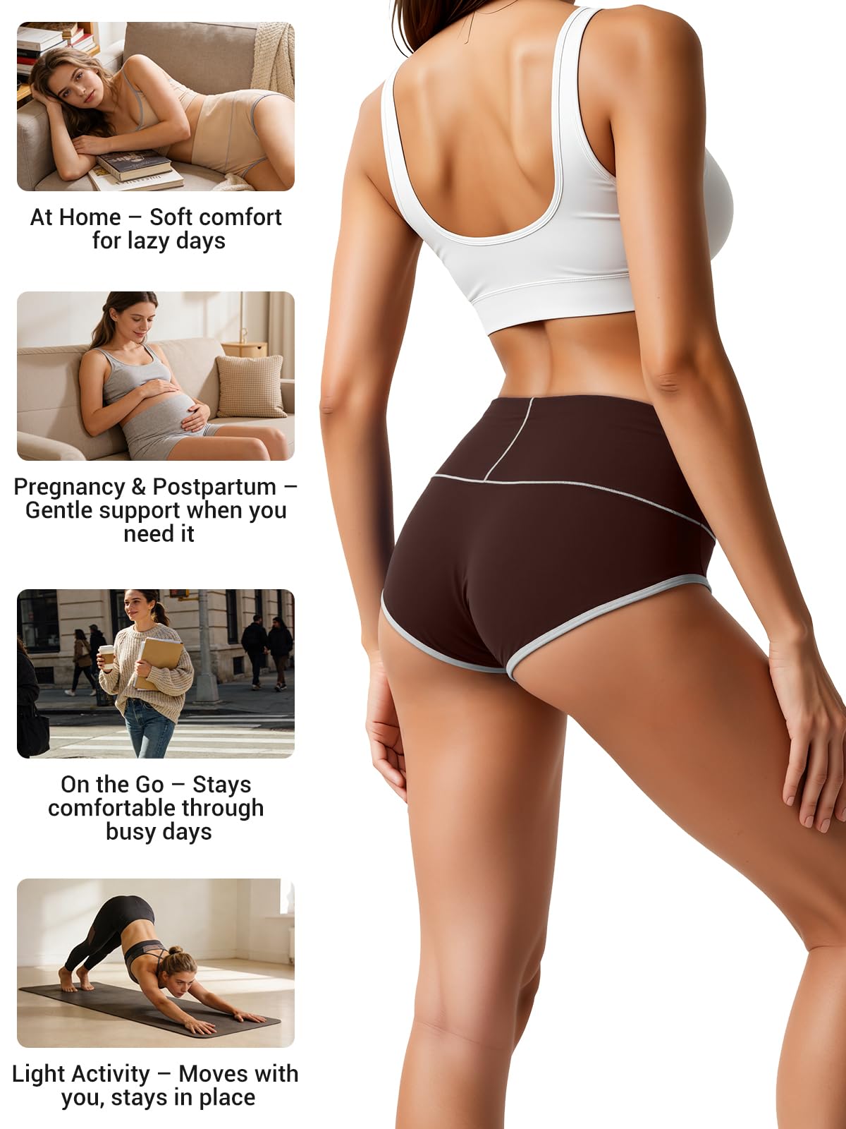 Eadflie Cotton Underwear for Women High Waisted Briefs Stretch Soft Ladies Panties Full Coverage Underpants 5 Pack - Black/Coffee Brown/Camel/Deep Apricot/Heather Gray/S