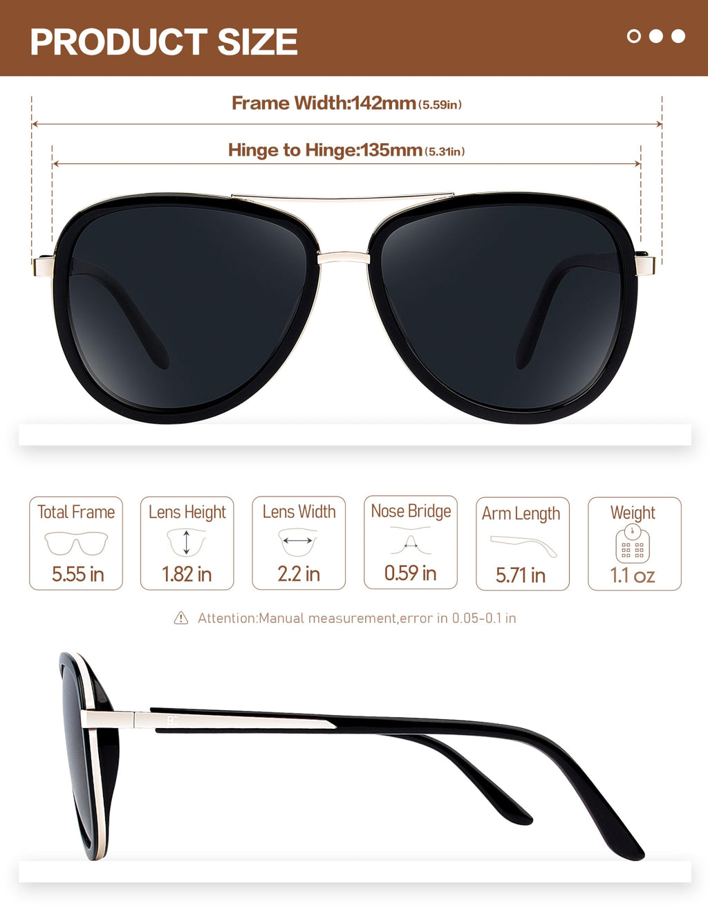 BIRCEN Polarized Sunglasses for Women UV - Protection Womens Retro Mirrored Shades with Acetate Frame BC2001