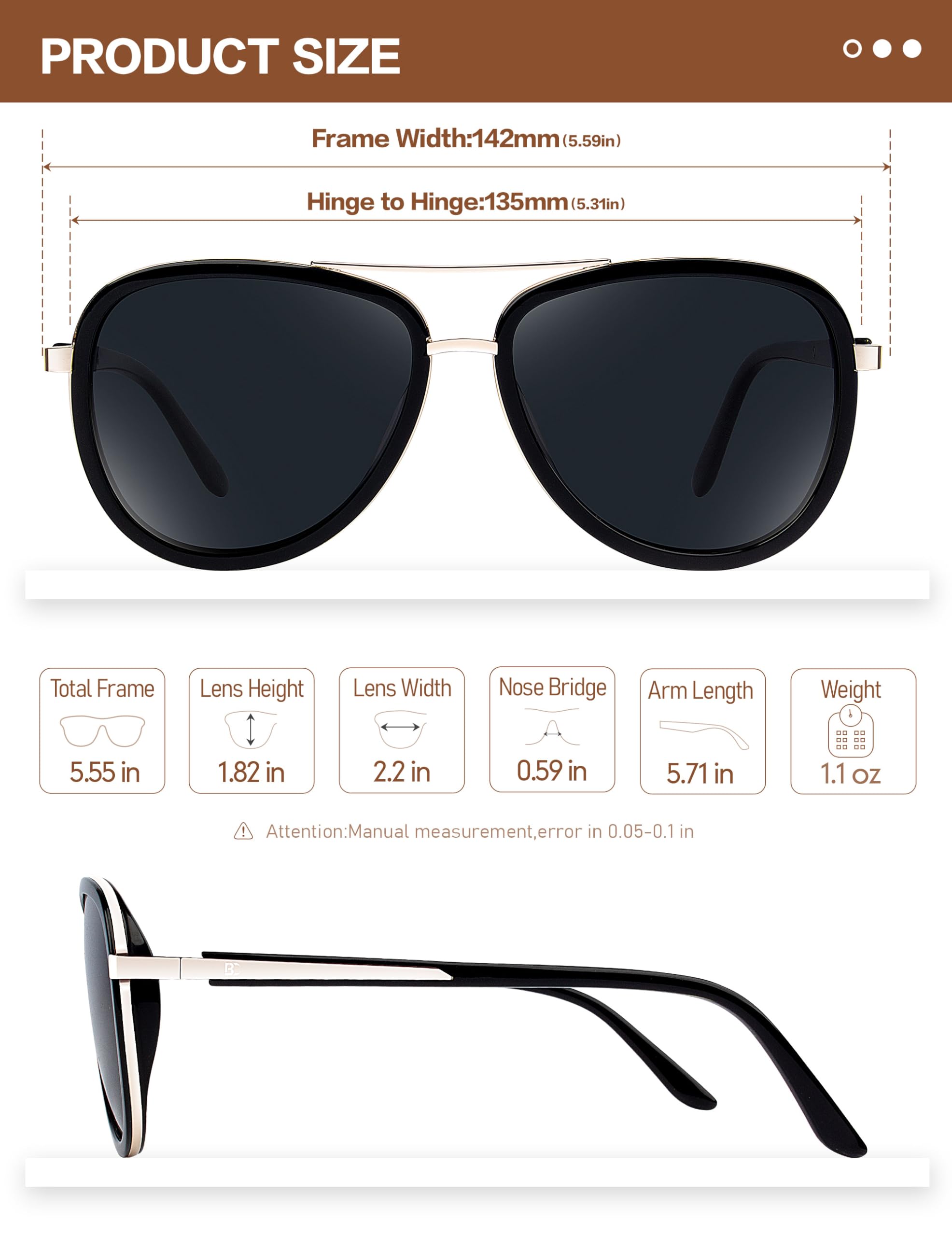 BIRCEN Polarized Sunglasses for Women UV - Protection Womens Retro Mirrored Shades with Acetate Frame BC2001