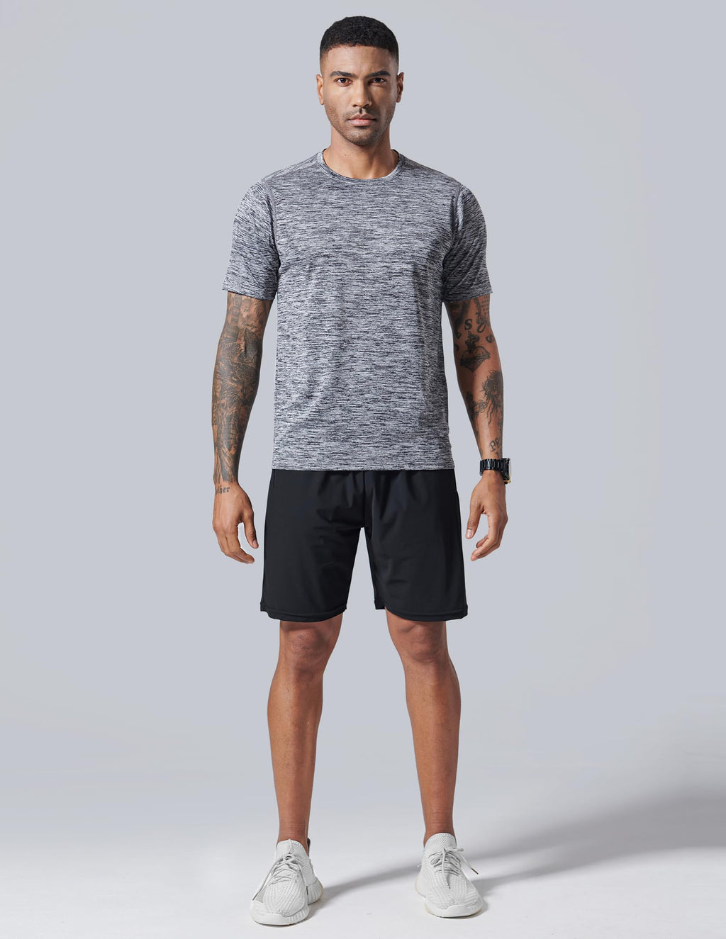5 Pack Men’s Active Quick Dry Crew Neck T Shirts | Athletic Running Gym Workout Short Sleeve Tee Tops Bulk (Set 1, 4X-Large)